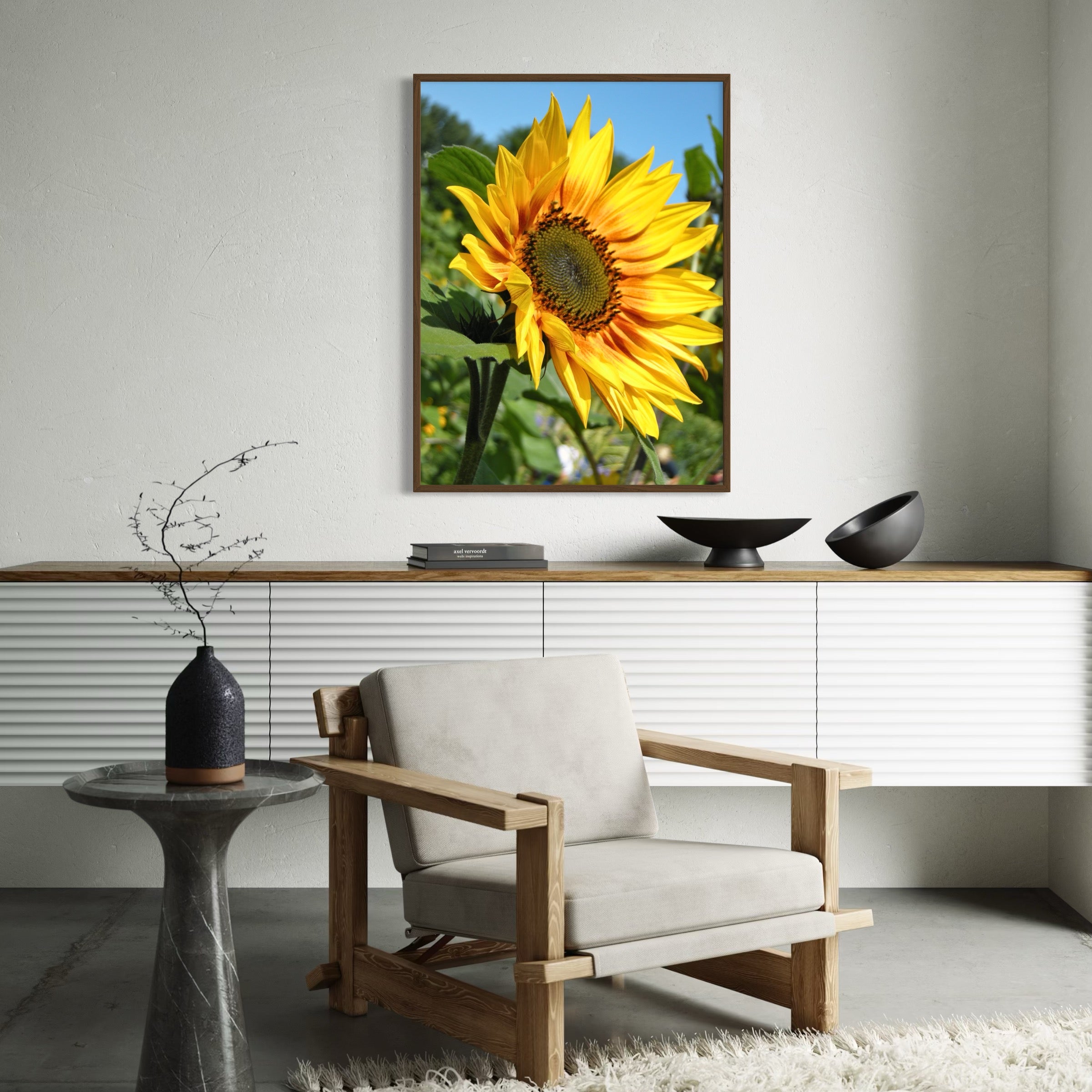 Golden Petals, Blue Sky - Moderno Wall Art Wall Art