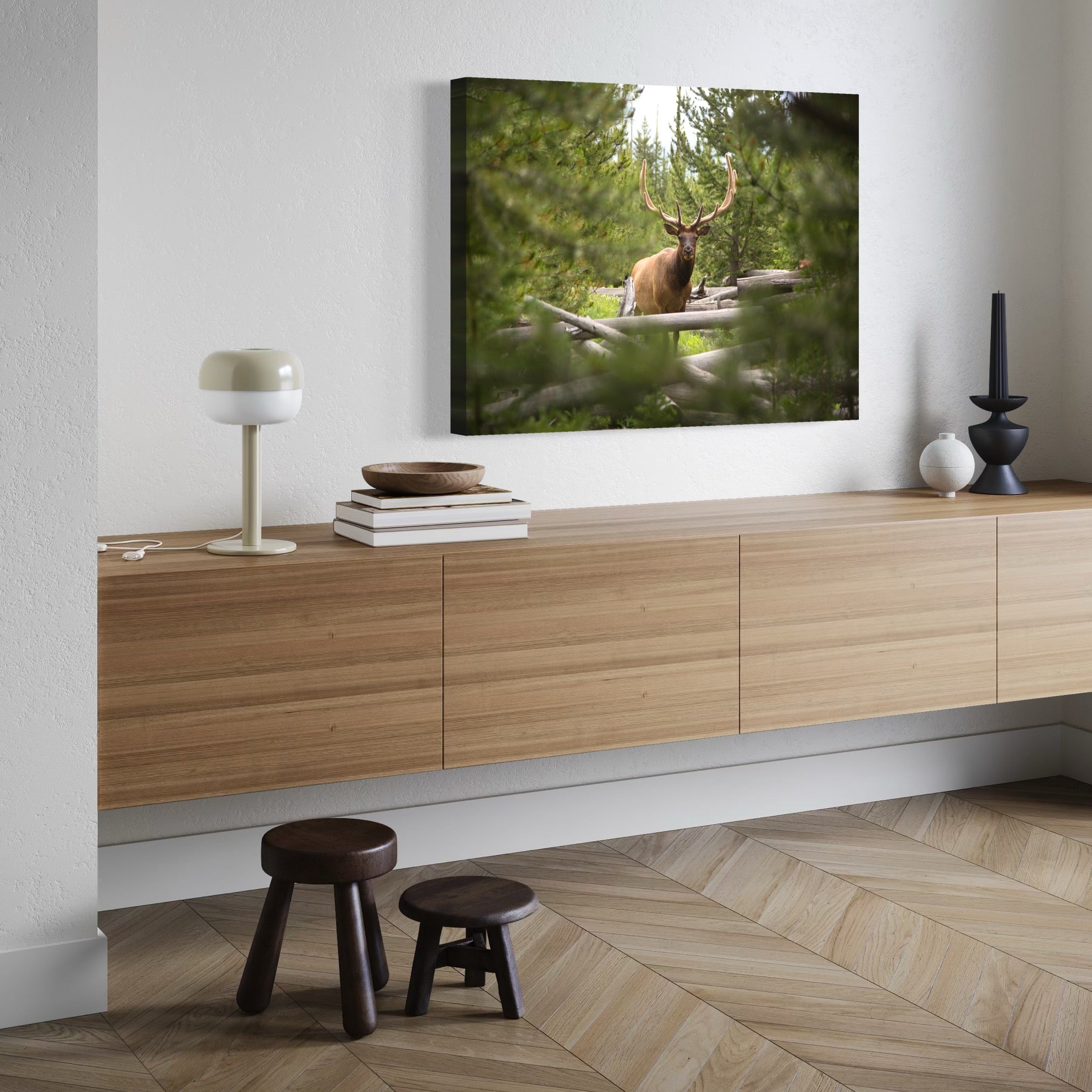 Majestic Elk in the Forest - Moderno Wall Art Wall Art