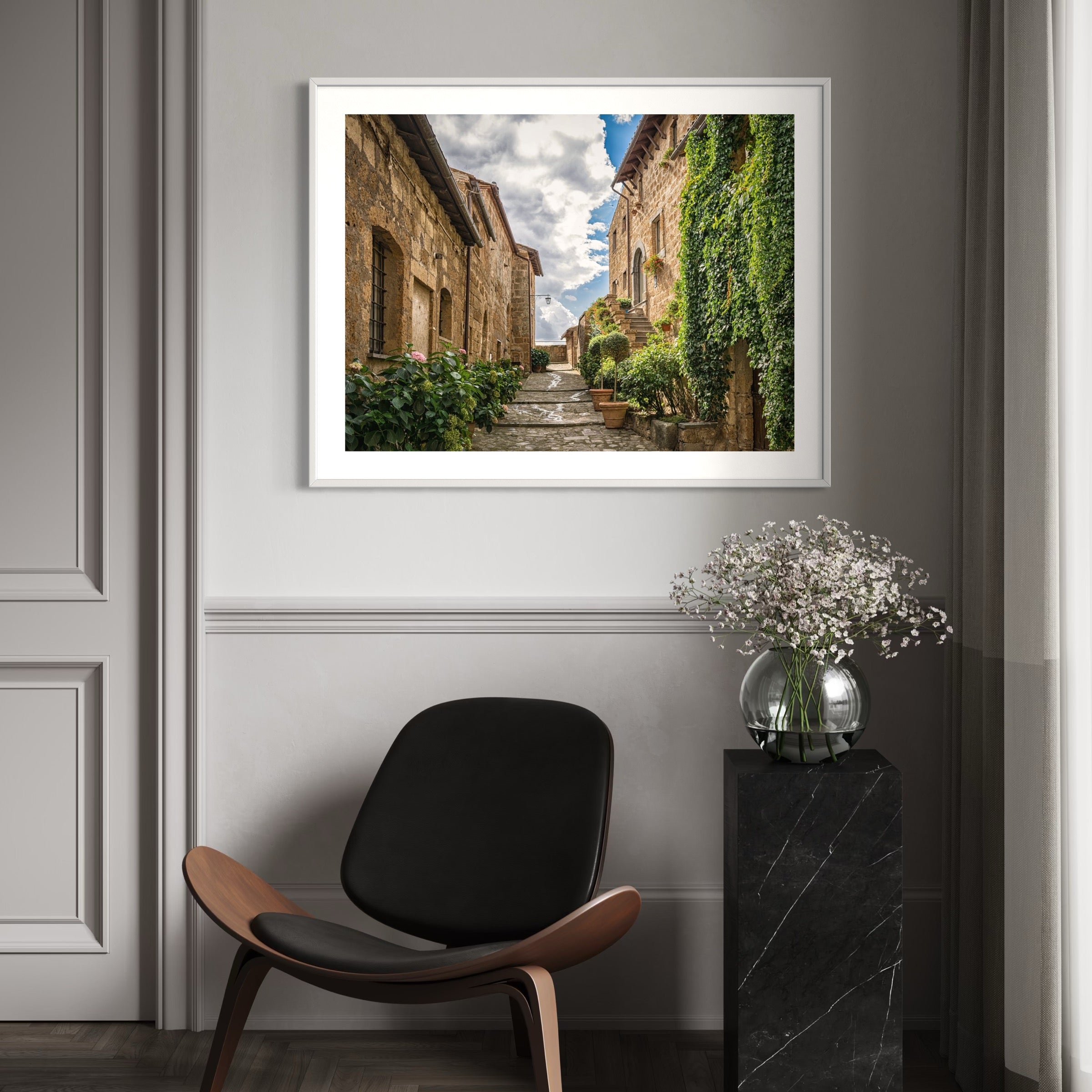 Village Path with Potted Plants - Moderno Wall Art Wall Art