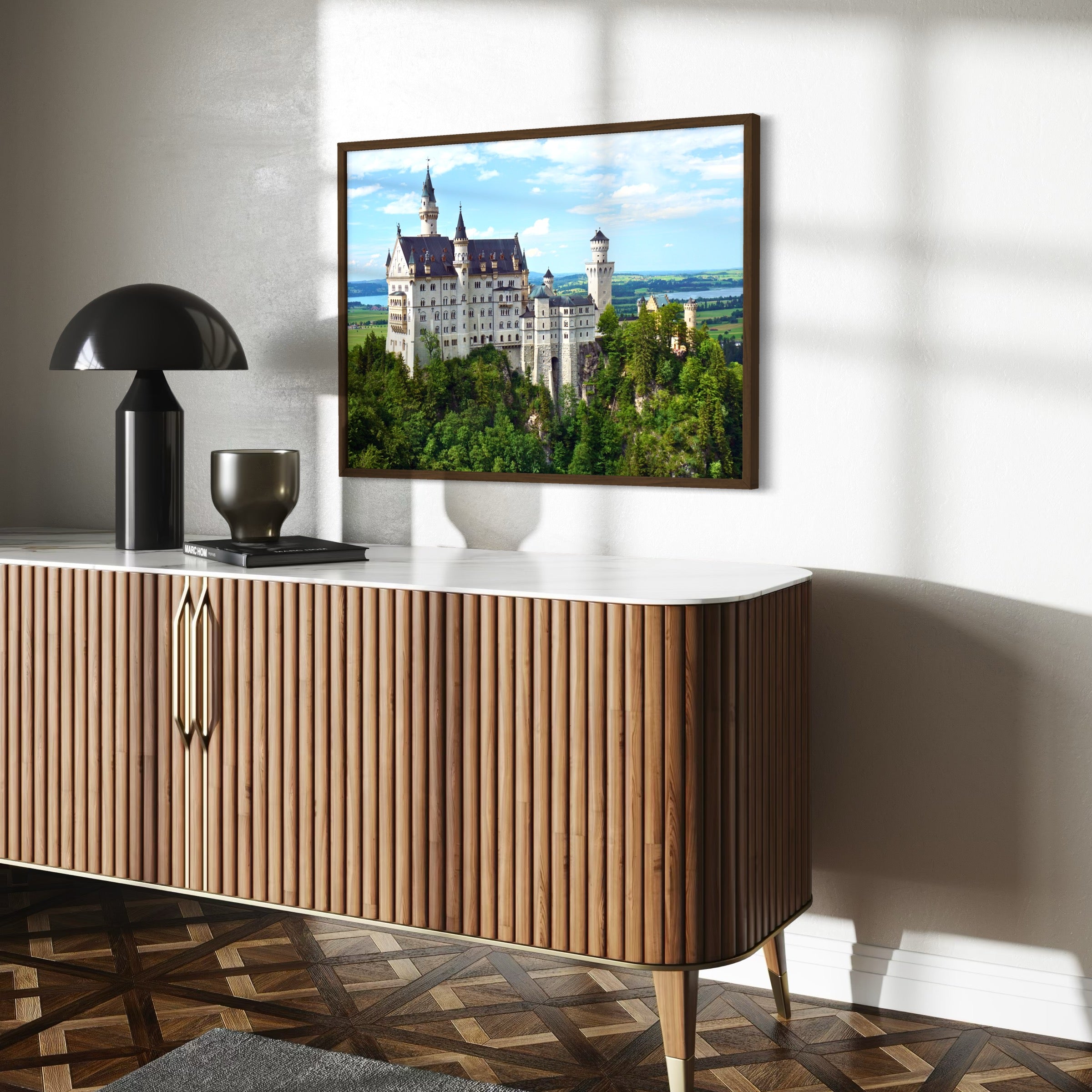 Neuschwanstein Castle Landscape View - Moderno Wall Art Wall Art