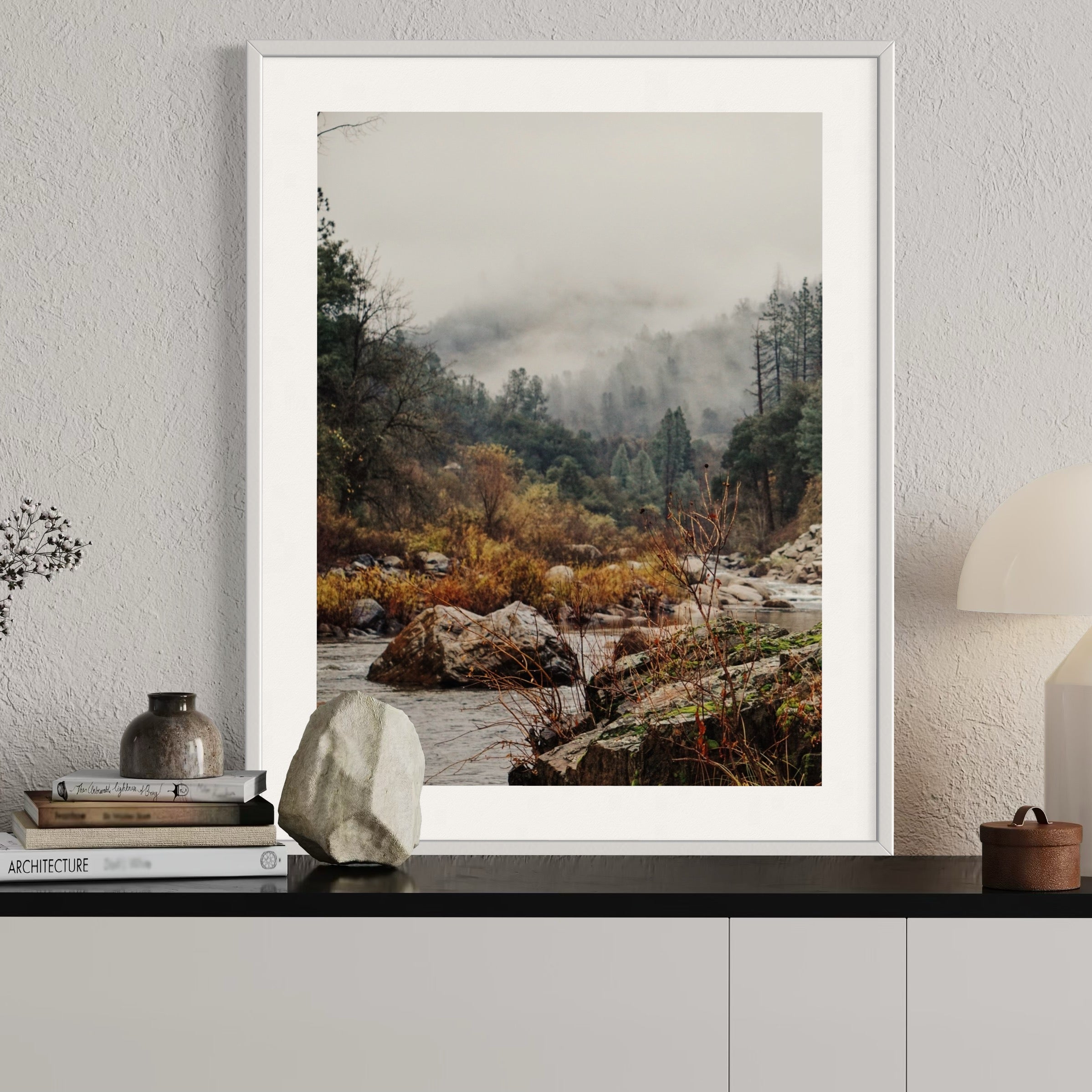 Serene Foggy Creekside - Moderno Wall Art Wall Art