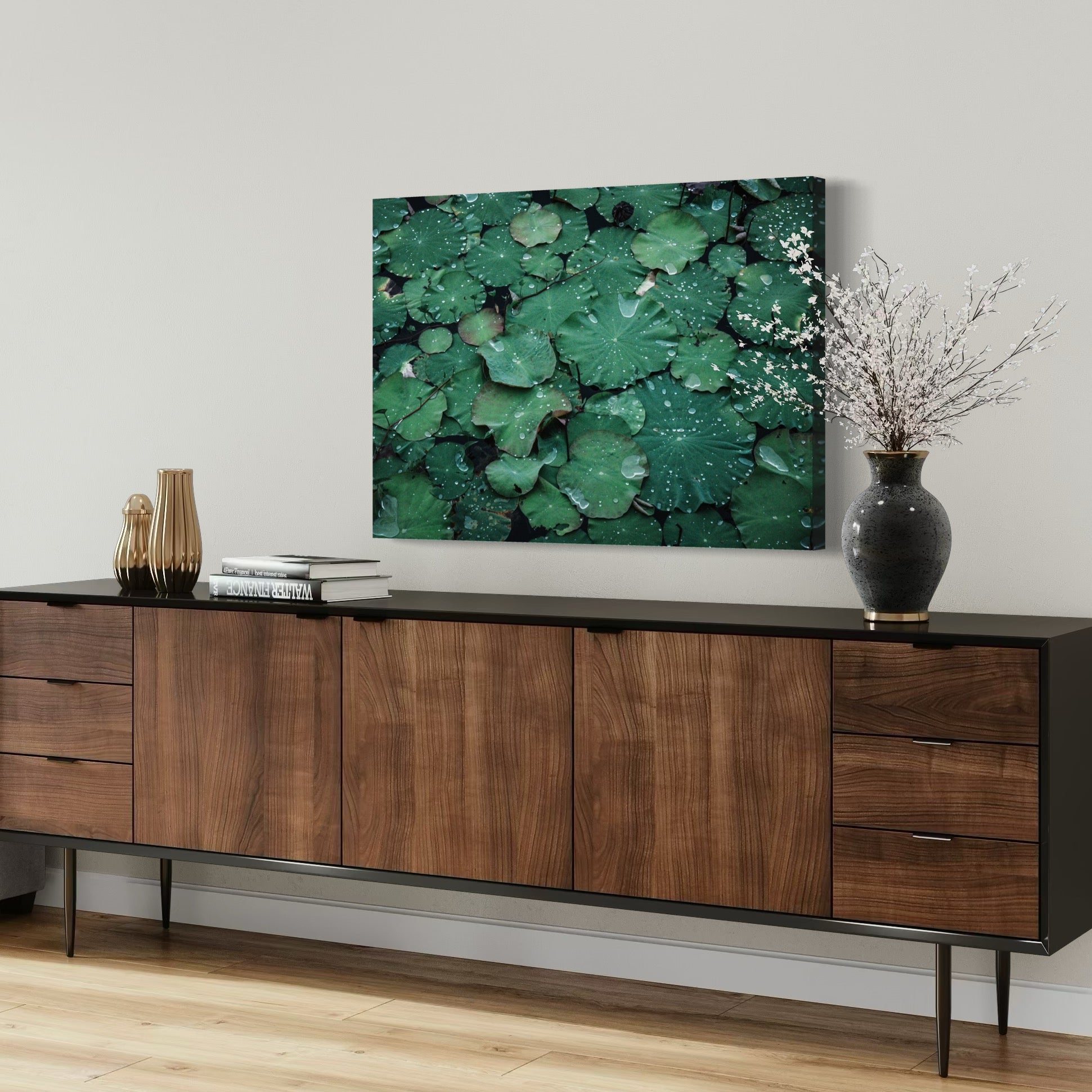 Raindrops & Lily Pads - Moderno Wall Art Wall Art