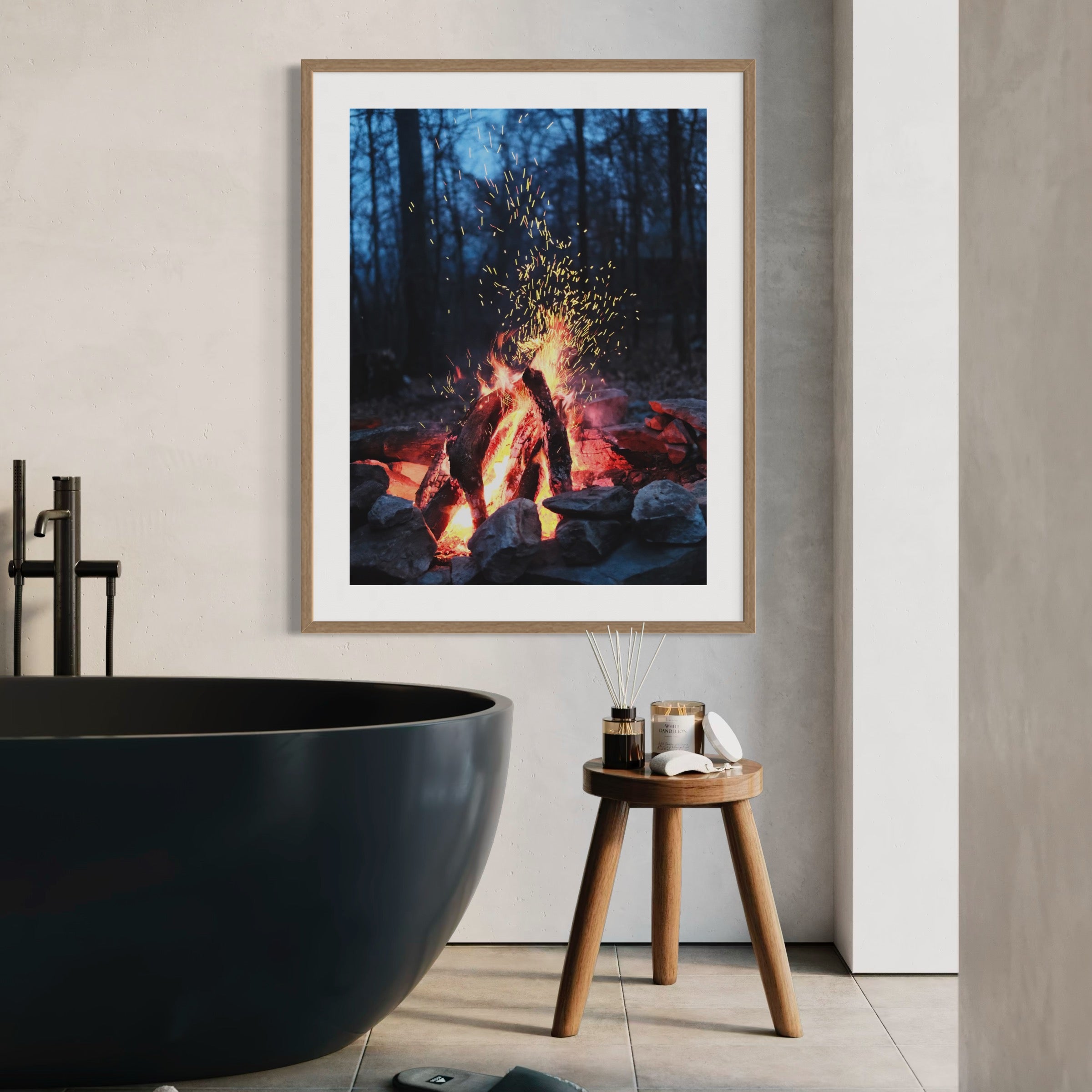 Campfire in the Woods - Moderno Wall Art Wall Art
