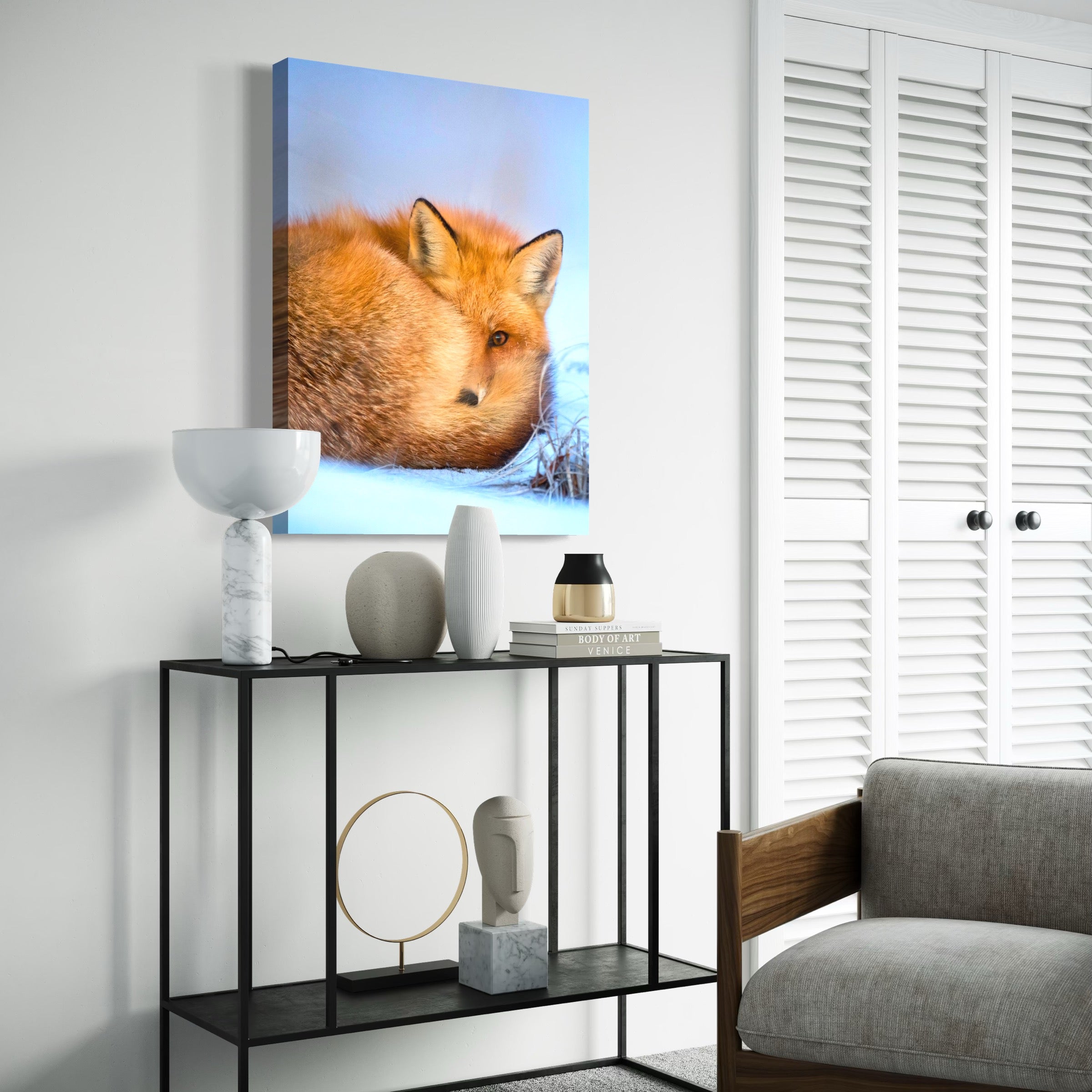 Curled in the Cold - Moderno Wall Art Wall Art