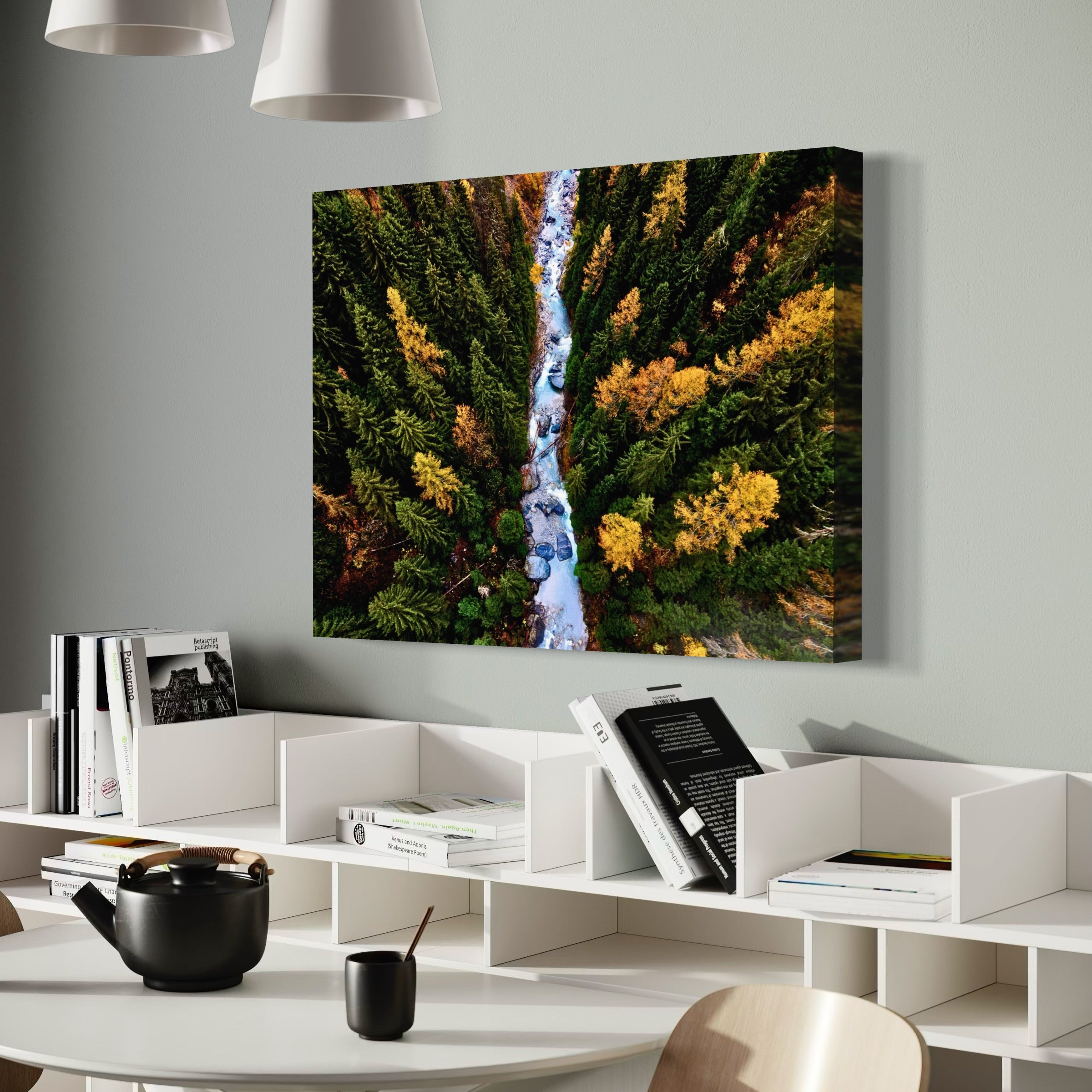 Fall Colors and Creek Waters - Moderno Wall Art Wall Art