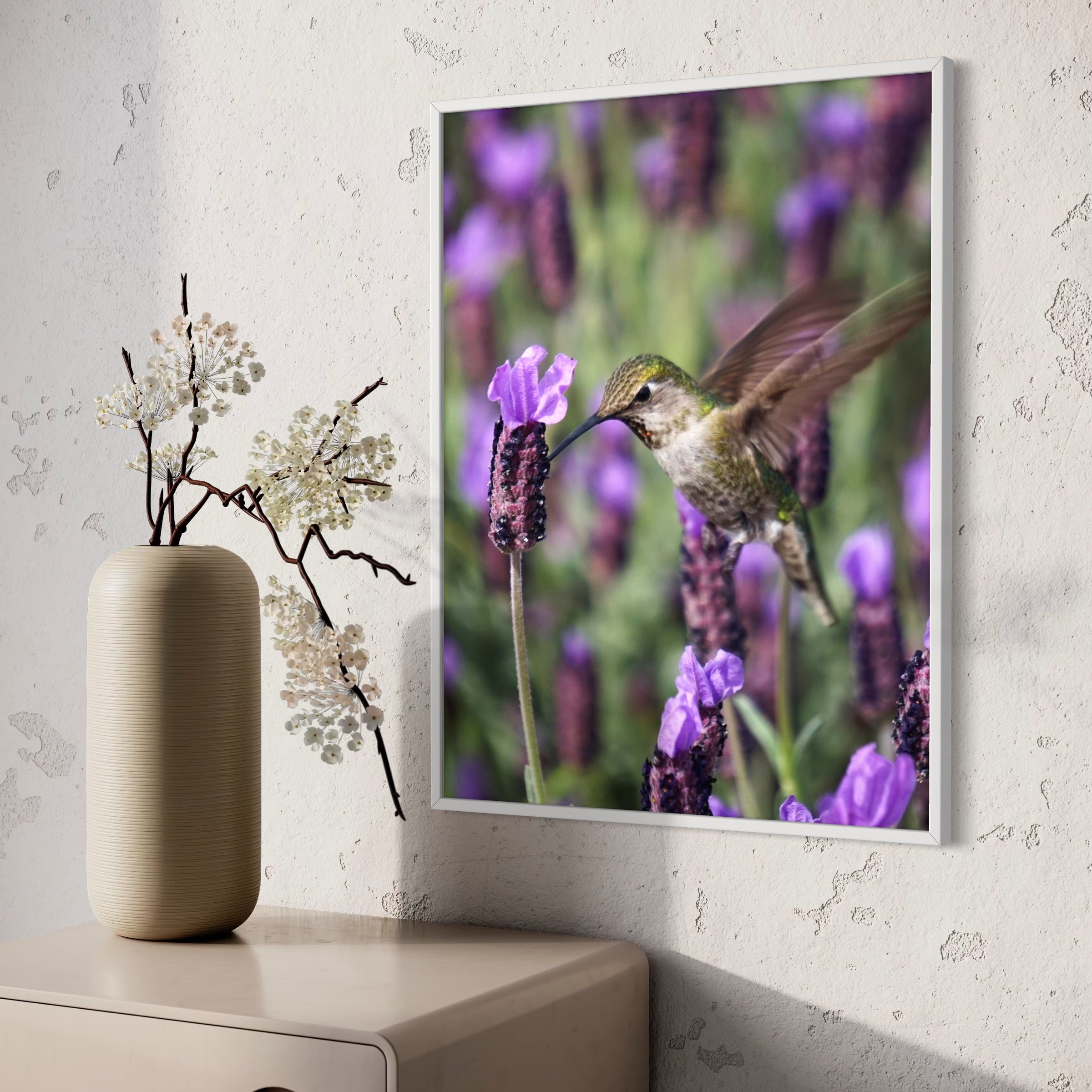 Hummingbird & Spanish Lavender - Moderno Wall Art Wall Art