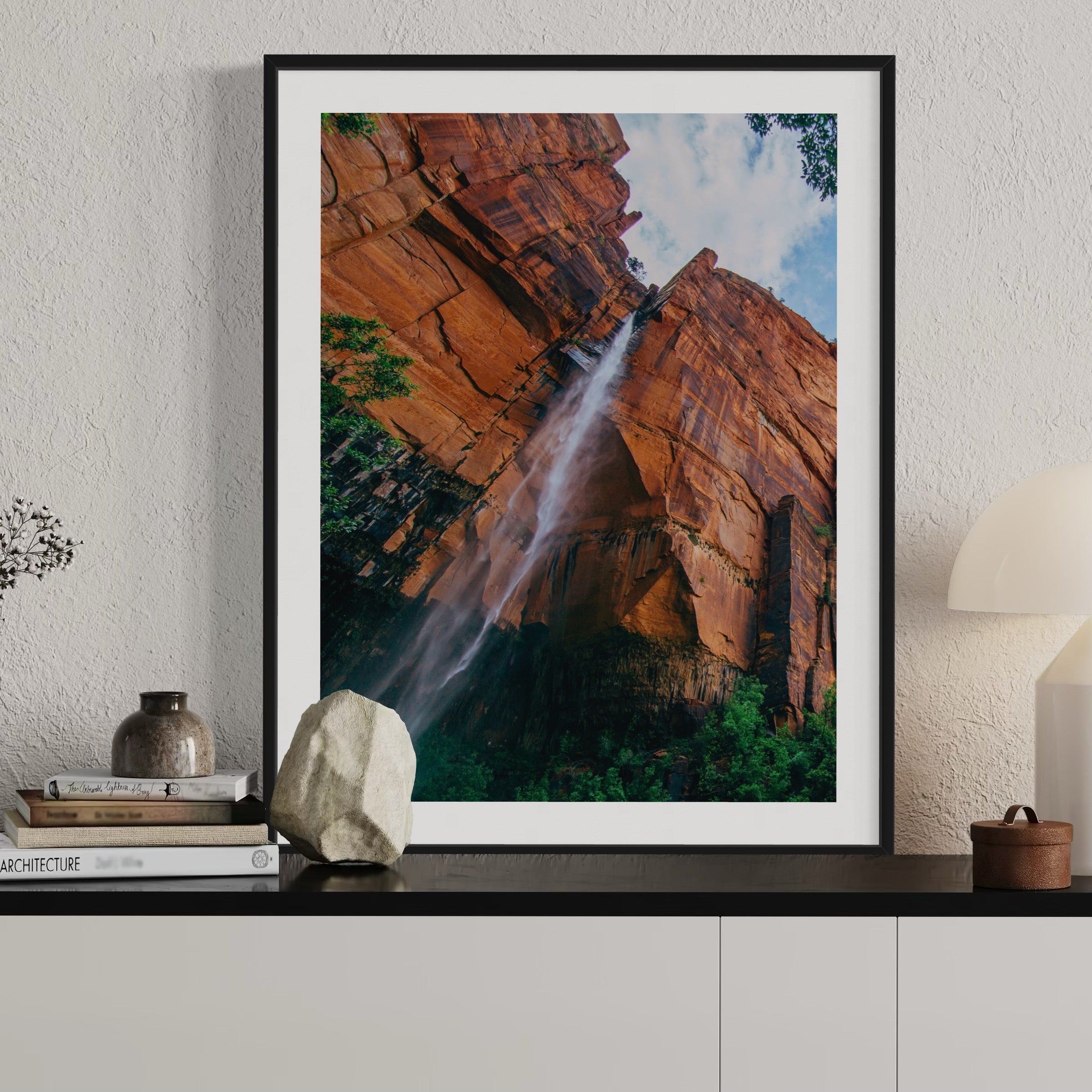 Sandstone Cliff Waterfall - Moderno Wall Art Wall Art