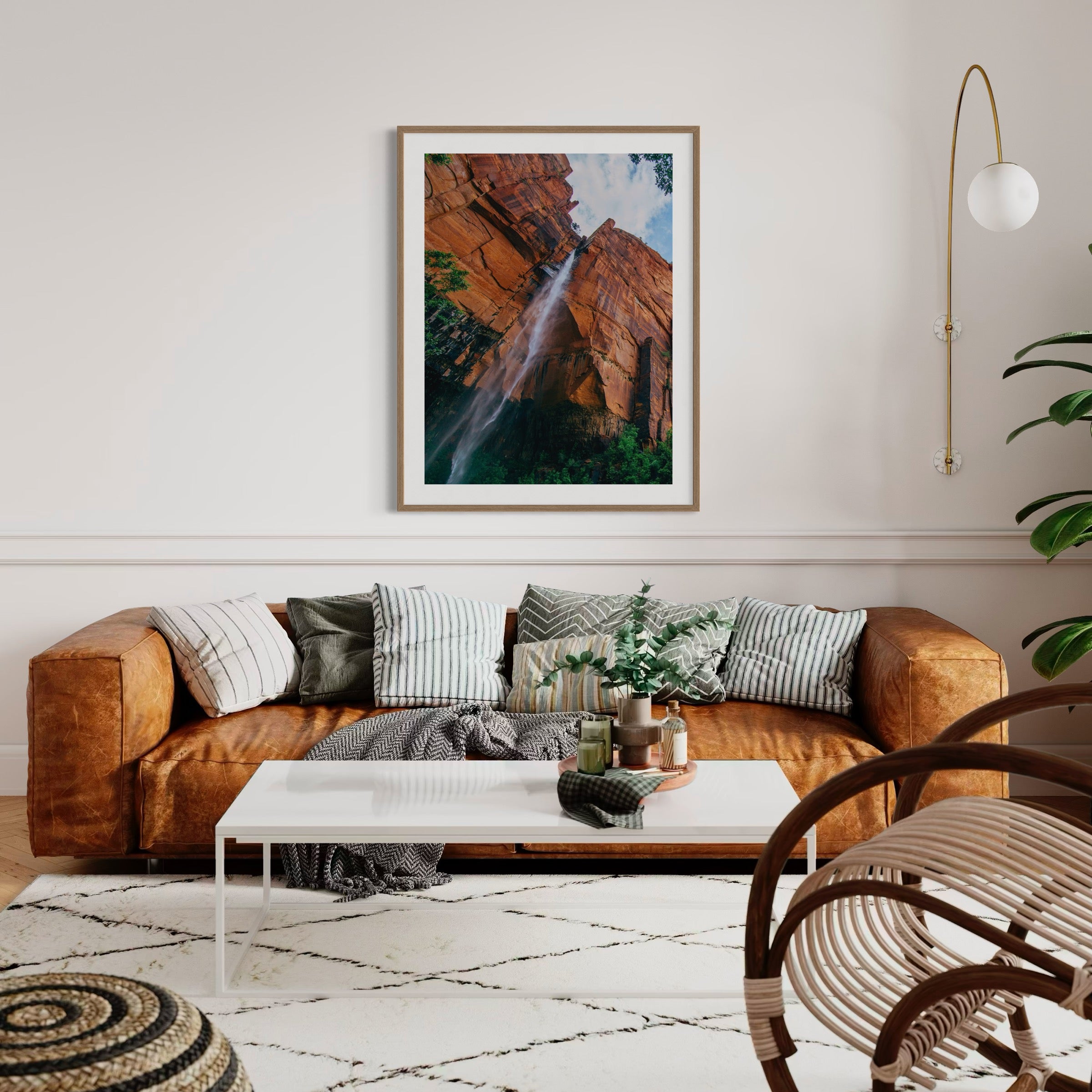 Sandstone Cliff Waterfall - Moderno Wall Art Wall Art