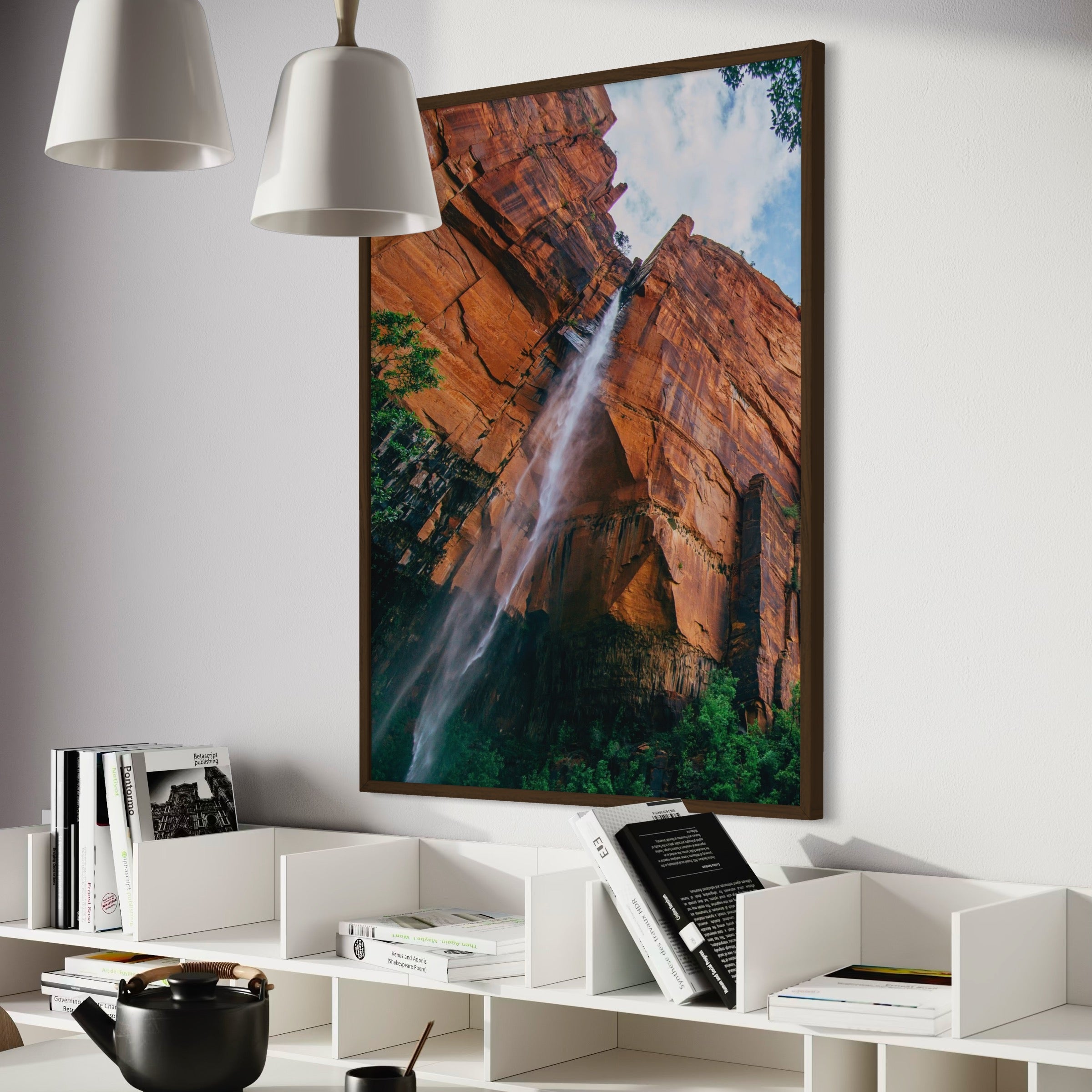 Sandstone Cliff Waterfall - Moderno Wall Art Wall Art