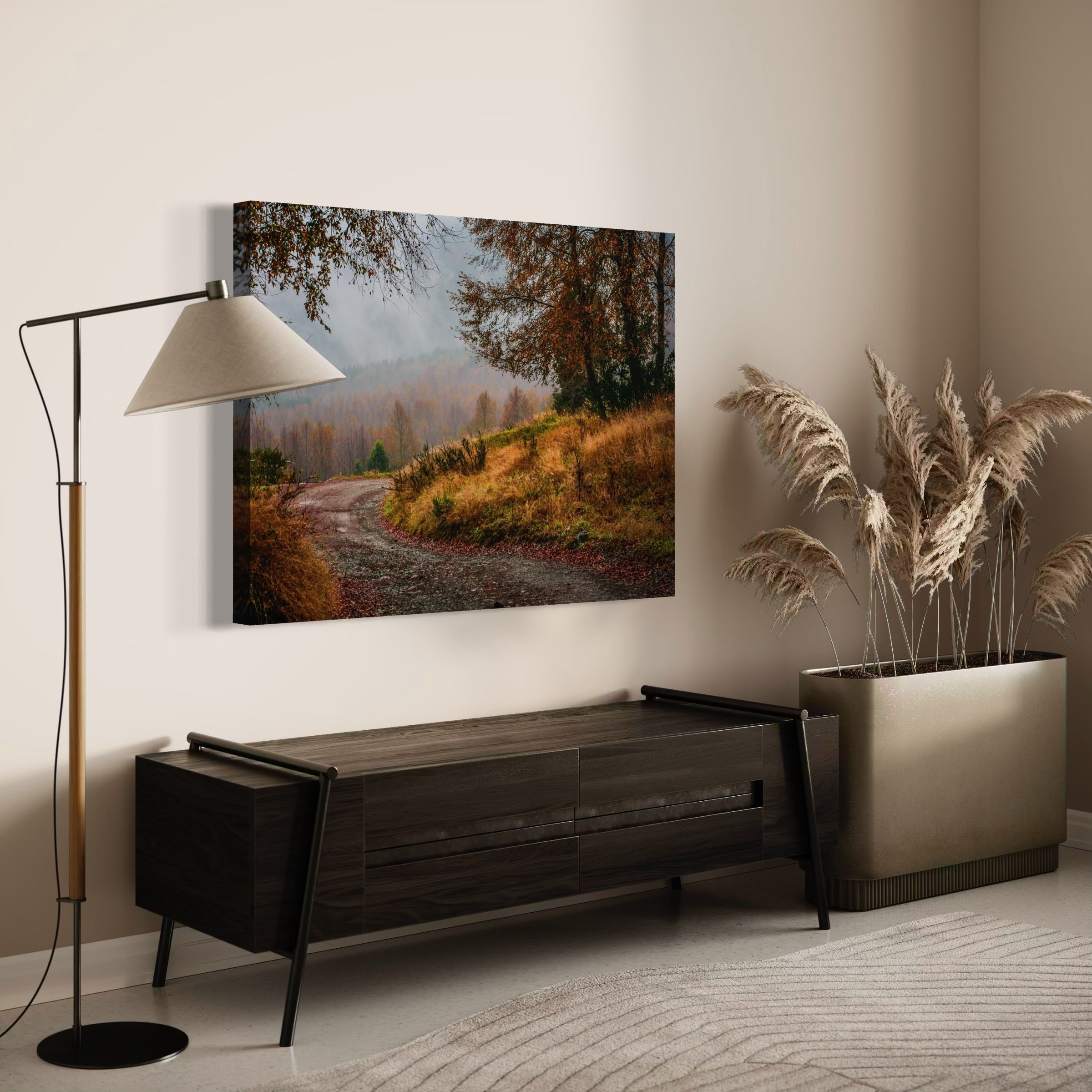 Fog and Fallen Leaves - Moderno Wall Art Wall Art