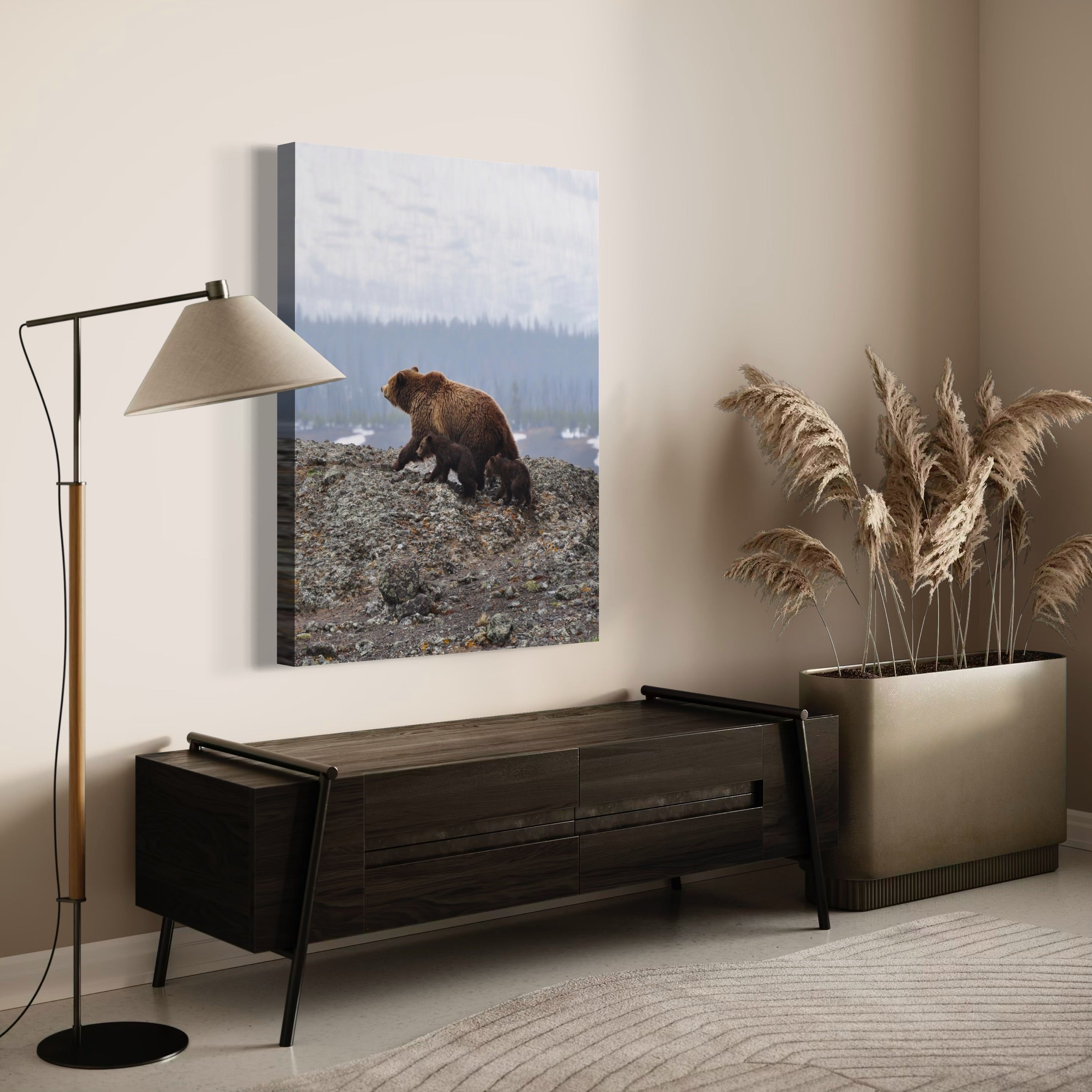 Bear and Two Cubs - Moderno Wall Art Wall Art