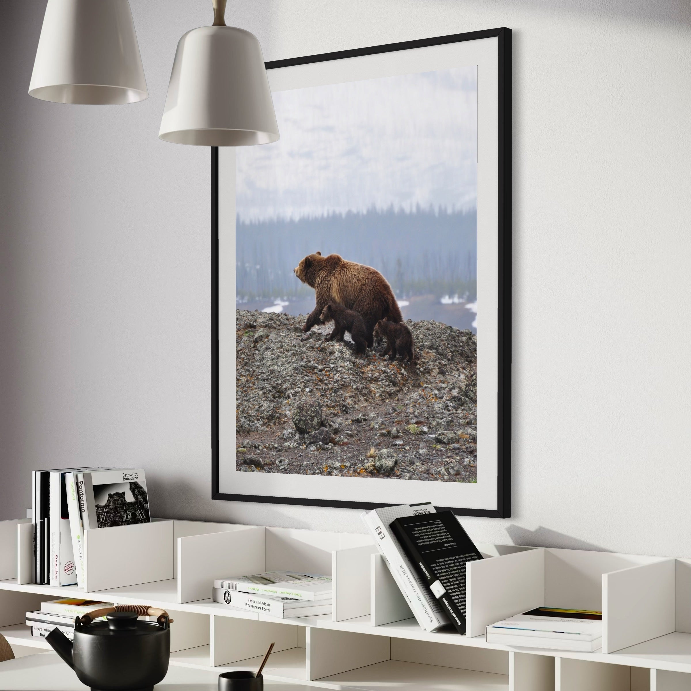 Bear and Two Cubs - Moderno Wall Art Wall Art