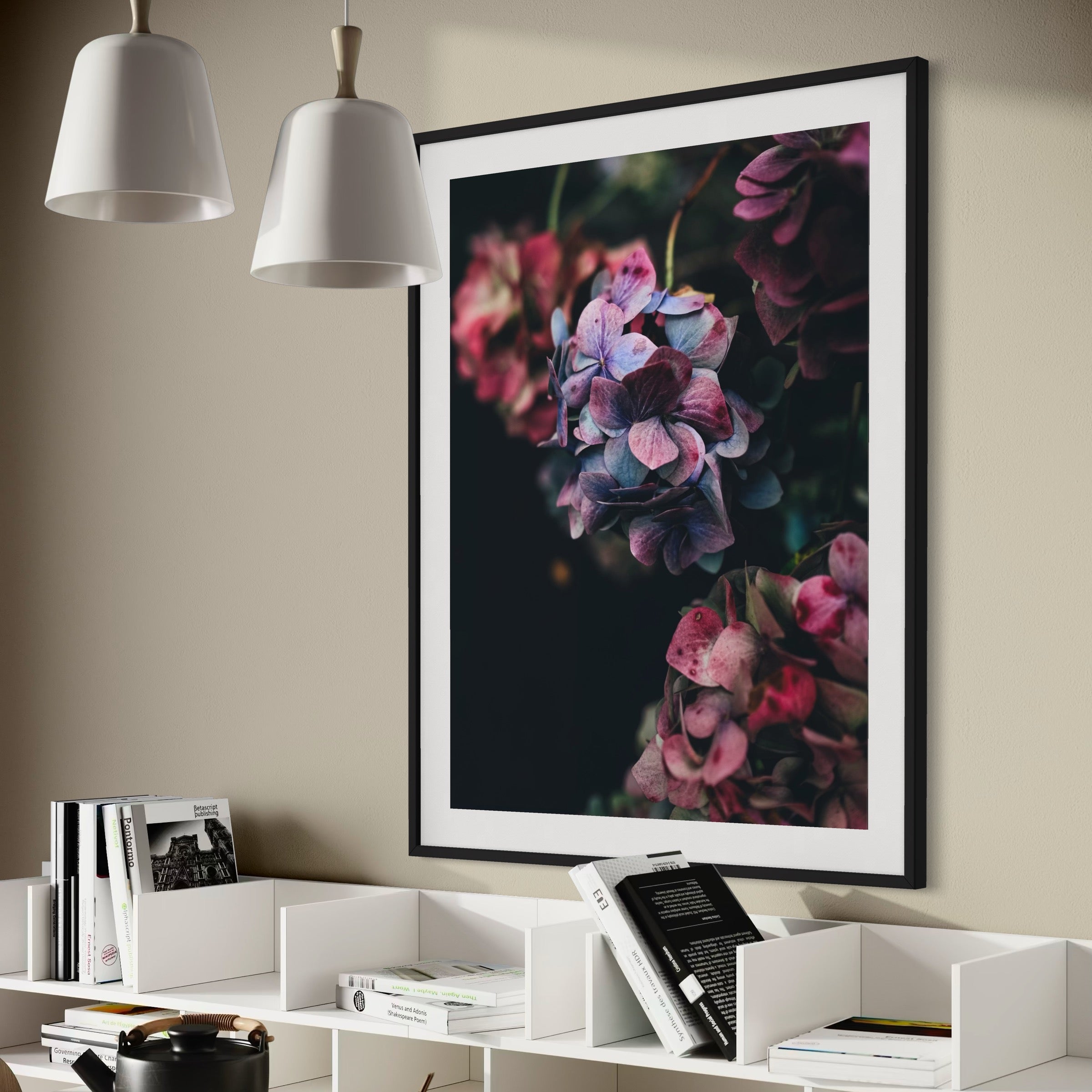 Midnight Hydrangeas - Moderno Wall Art Wall Art