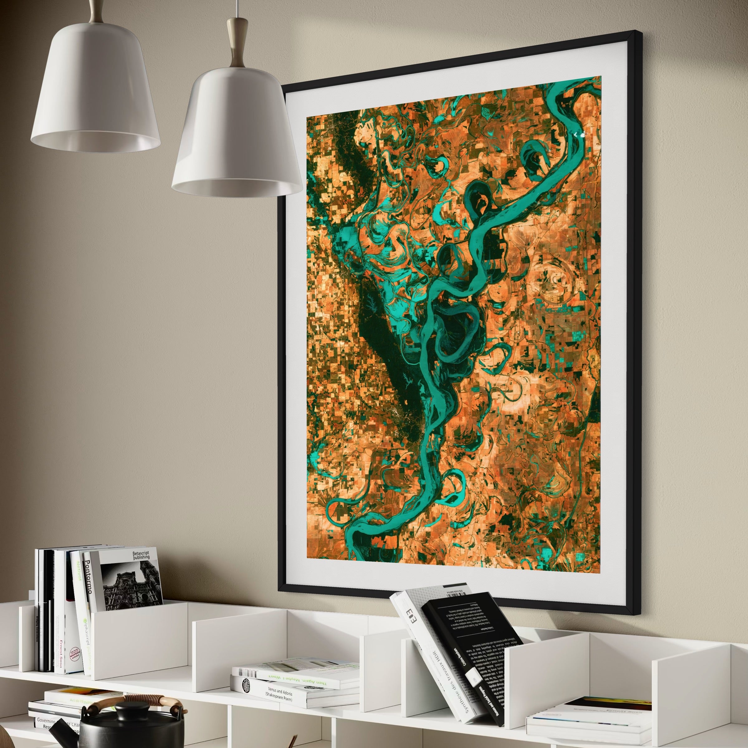 Satellite View of the Mississippi River - Moderno Wall Art Wall Art