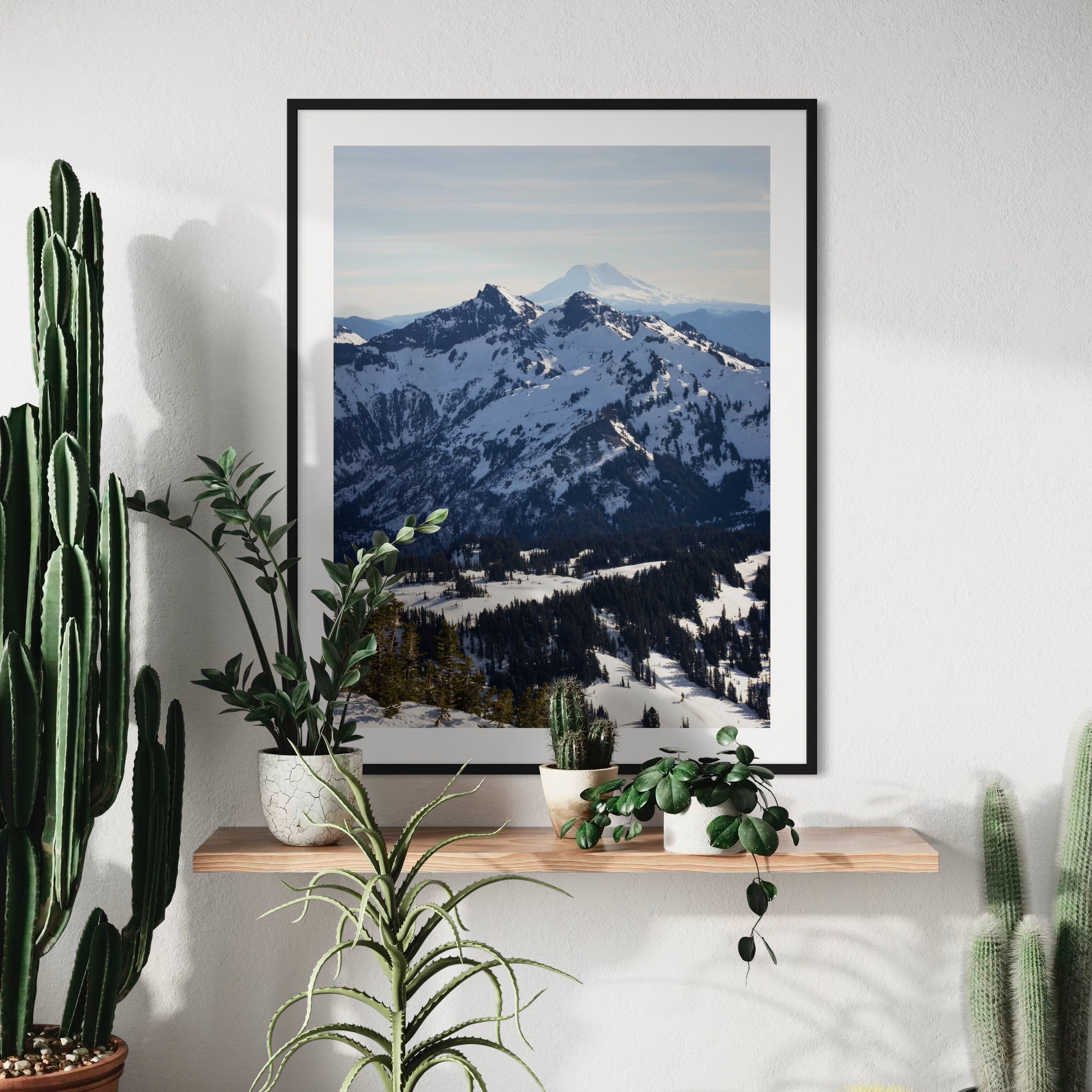 Evergreen Haven Below Snowy Peaks - Moderno Wall Art Wall Art