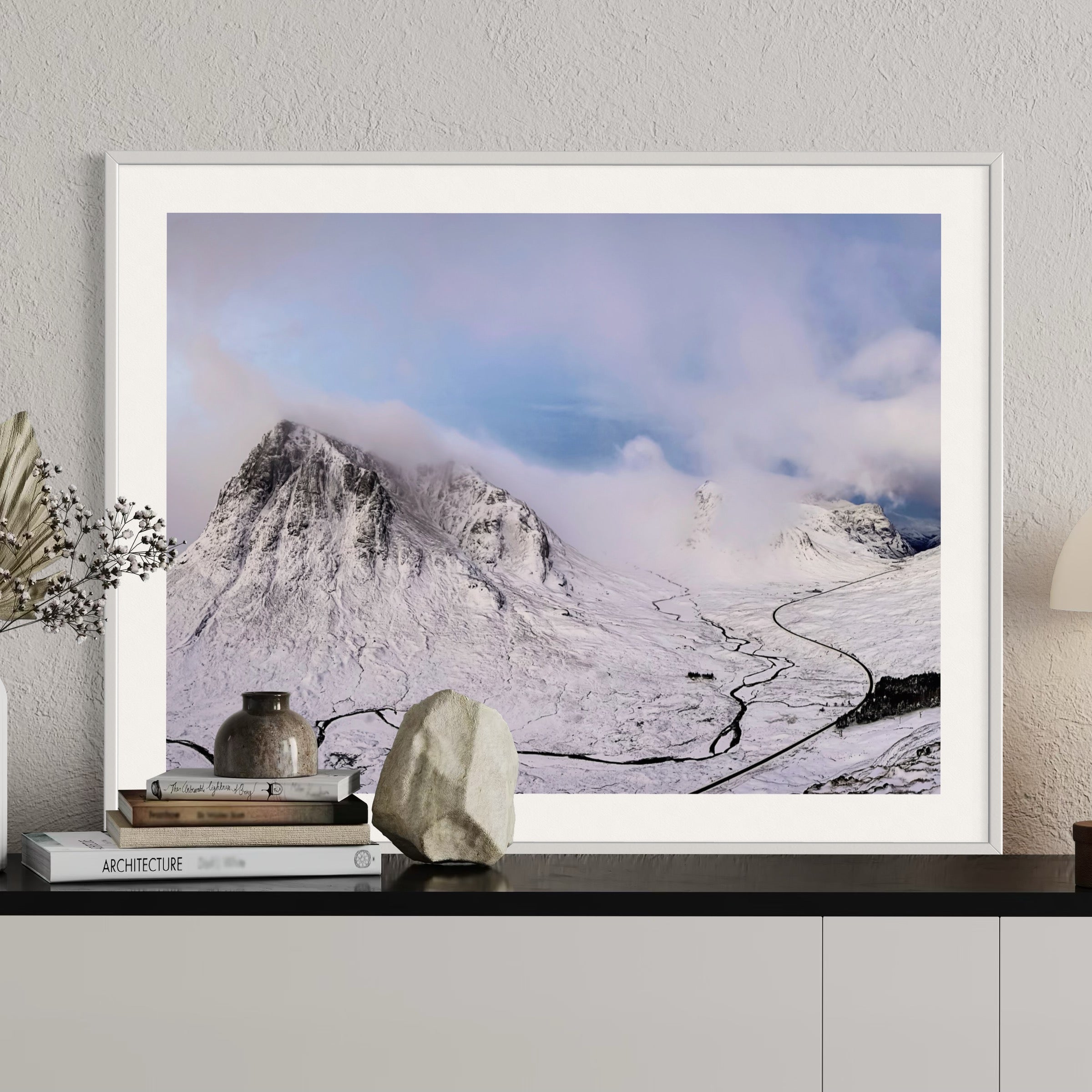 Winding River and Snowy Peaks - Moderno Wall Art Wall Art