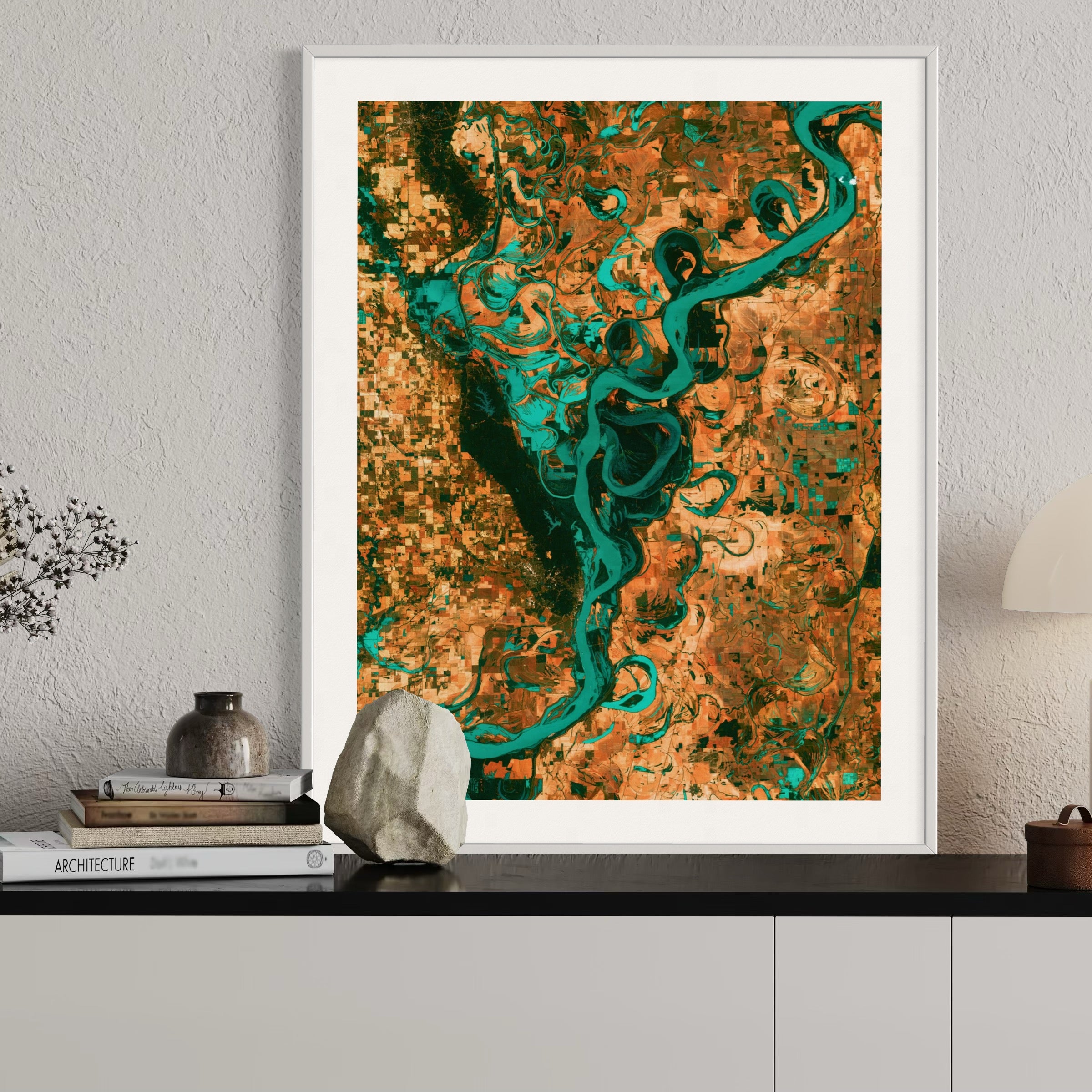 Satellite View of the Mississippi River - Moderno Wall Art Wall Art
