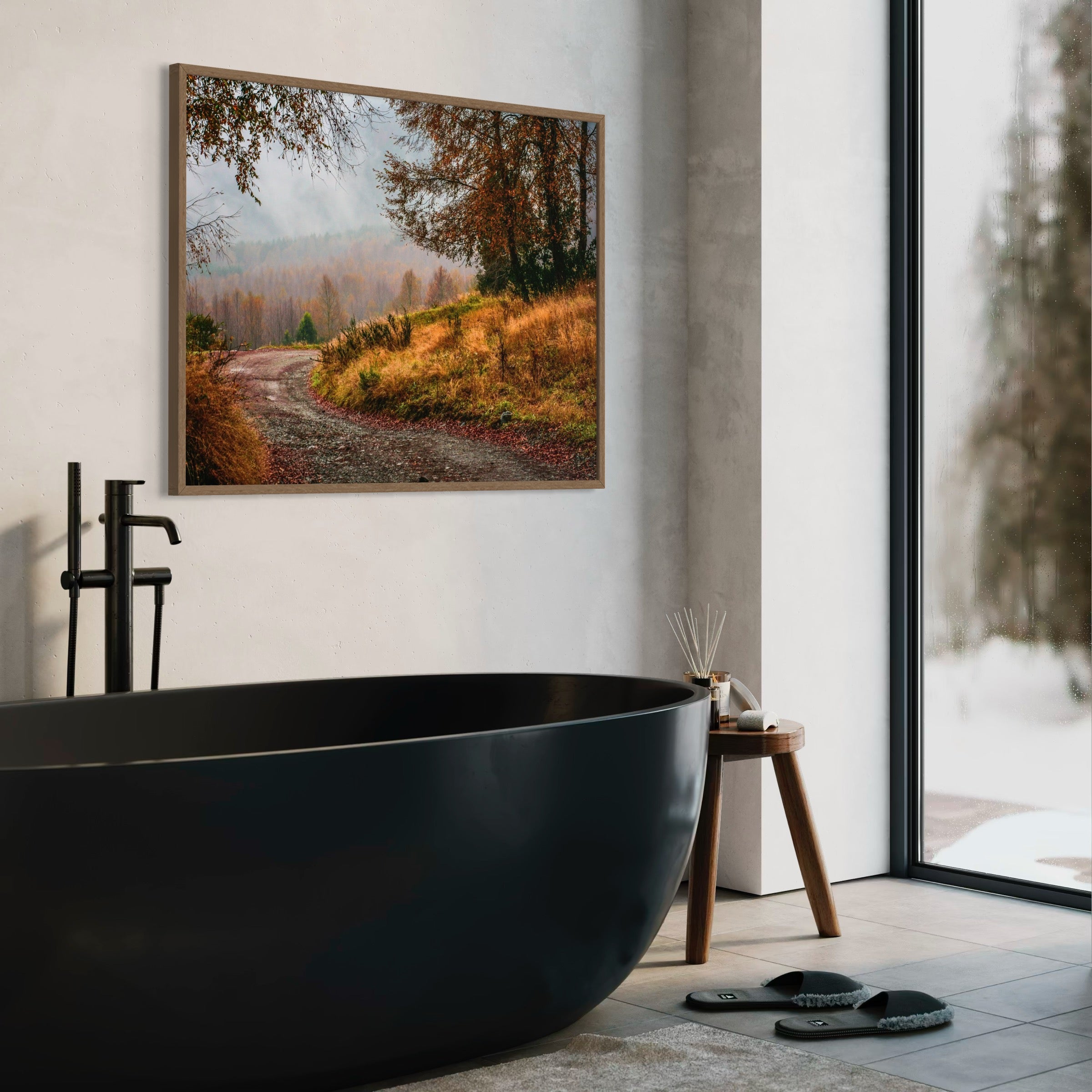 Fog and Fallen Leaves - Moderno Wall Art Wall Art