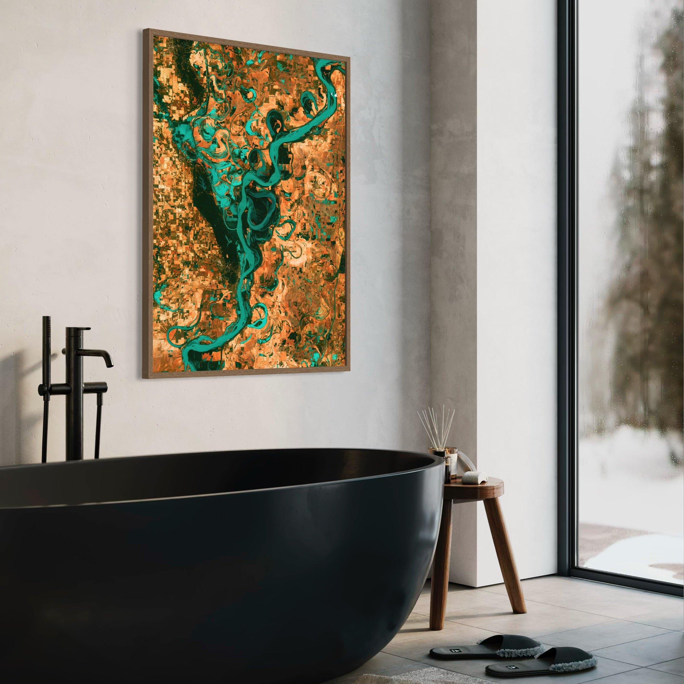 Satellite View of the Mississippi River - Moderno Wall Art Wall Art