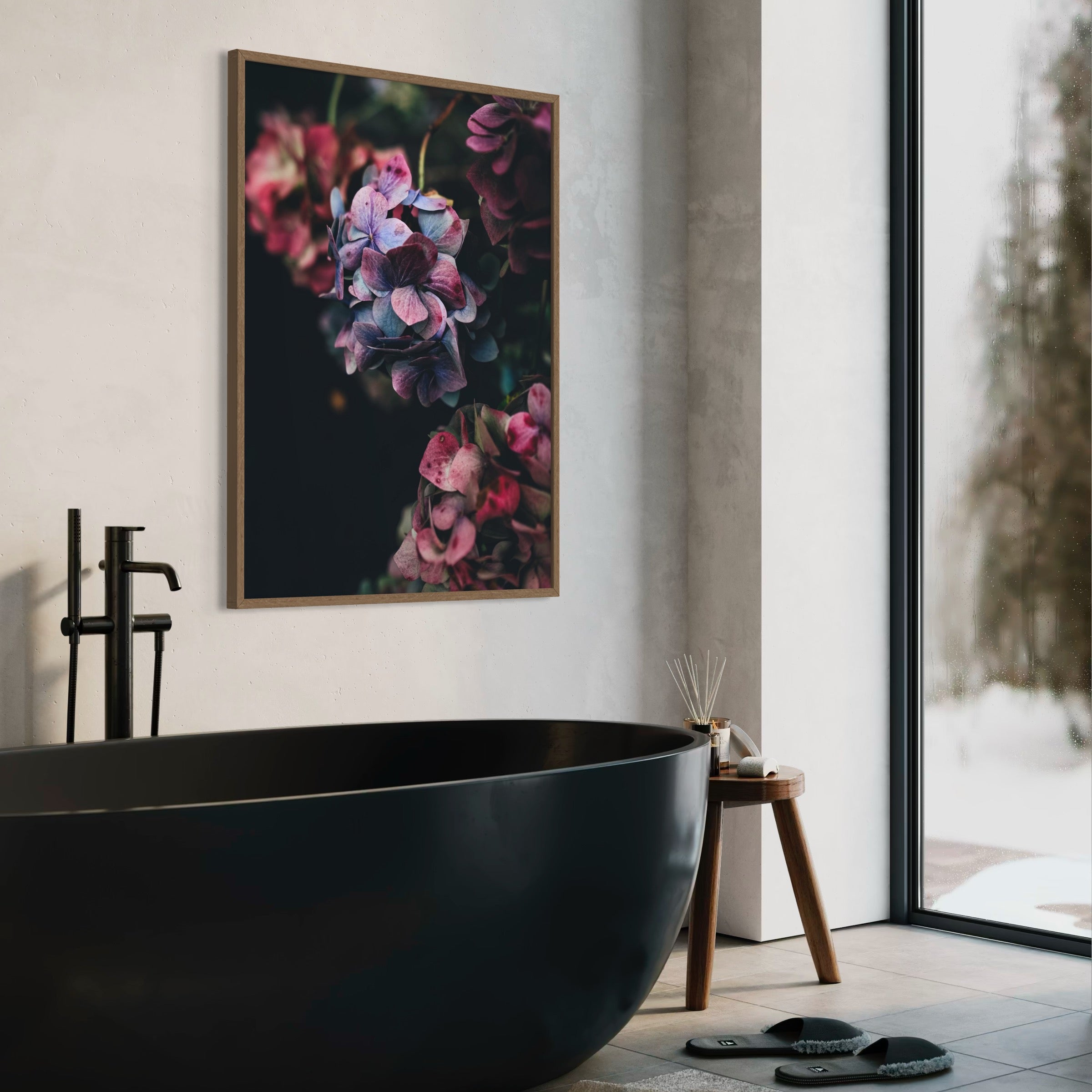 Midnight Hydrangeas - Moderno Wall Art Wall Art