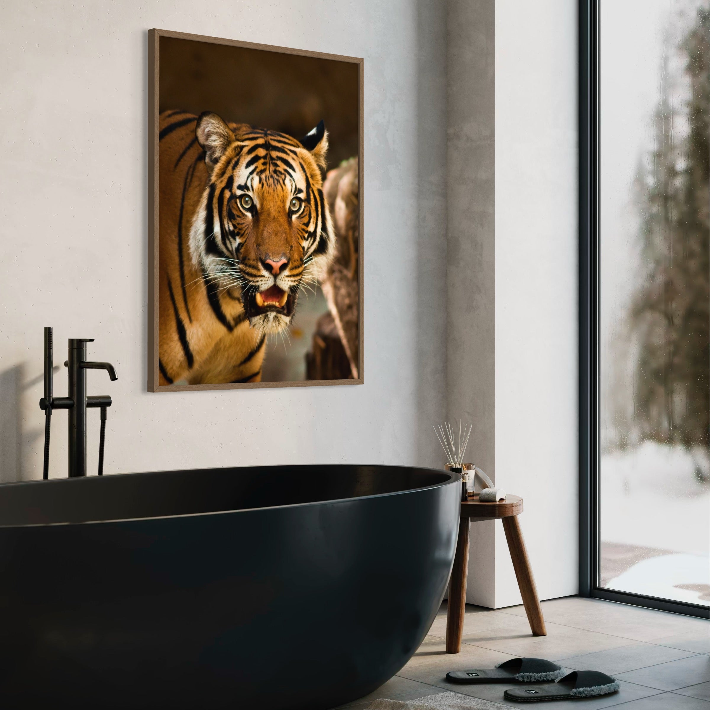 Intense Gaze of a Tiger - Moderno Wall Art Wall Art