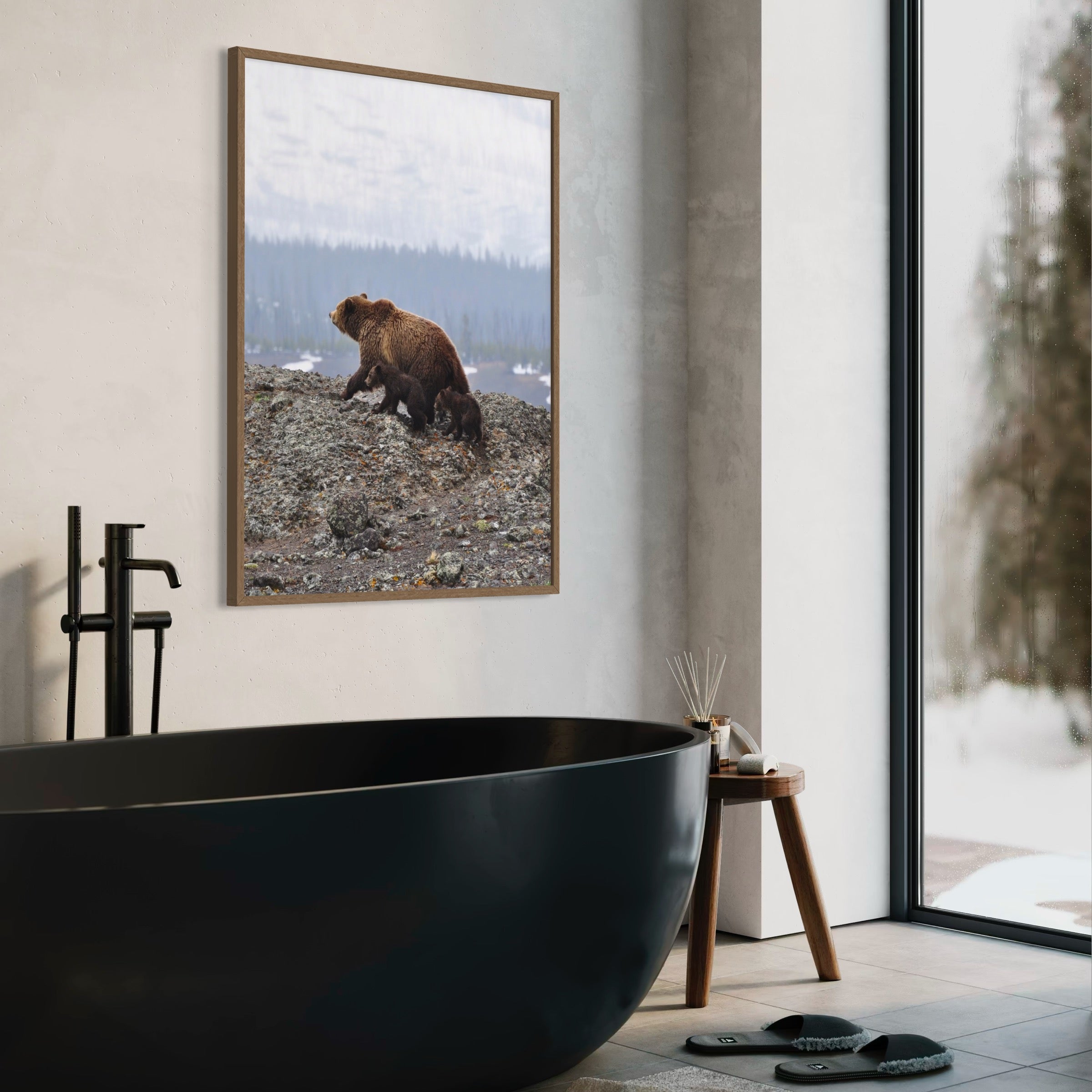 Bear and Two Cubs - Moderno Wall Art Wall Art