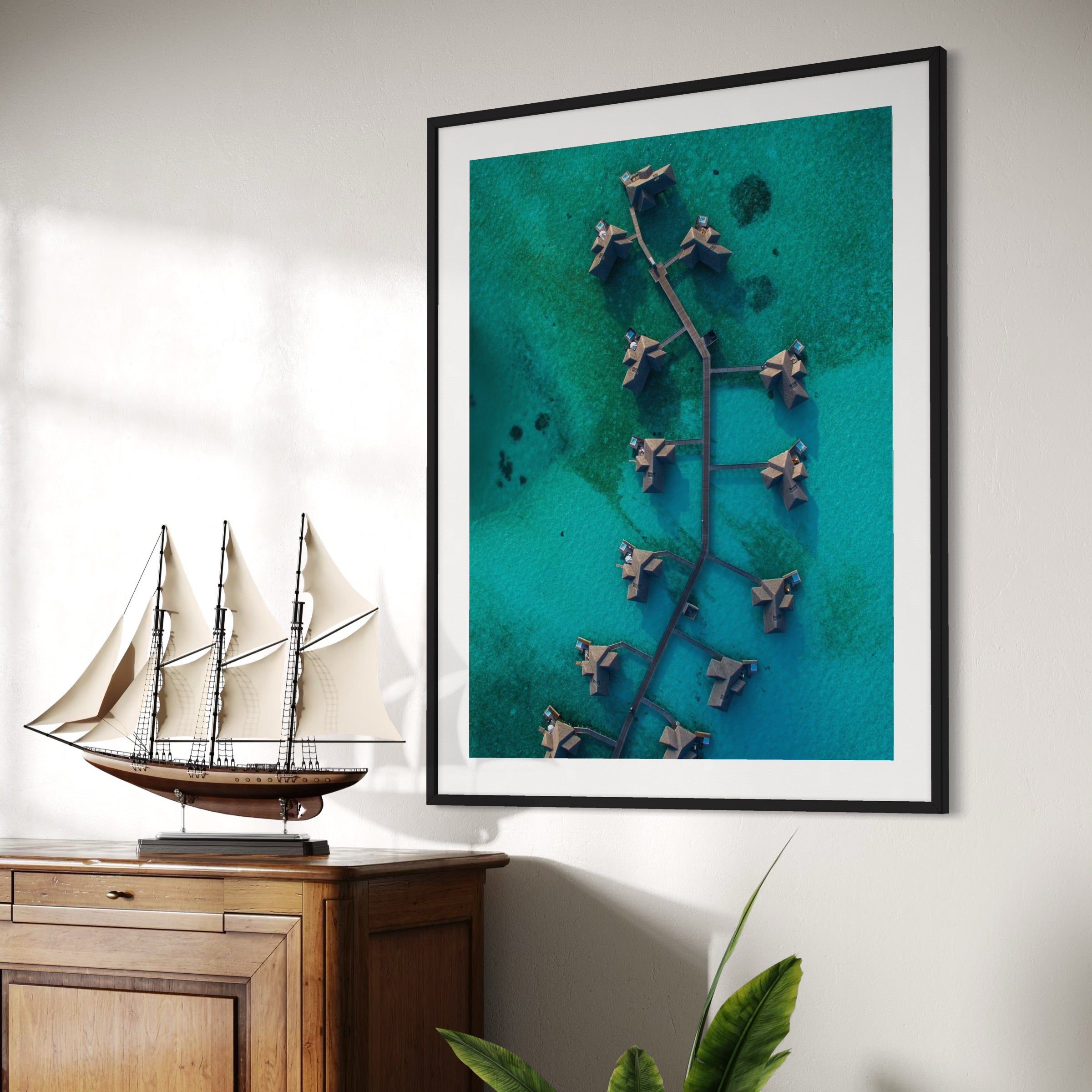 Maldives Beach Huts - Moderno Wall Art Wall Art