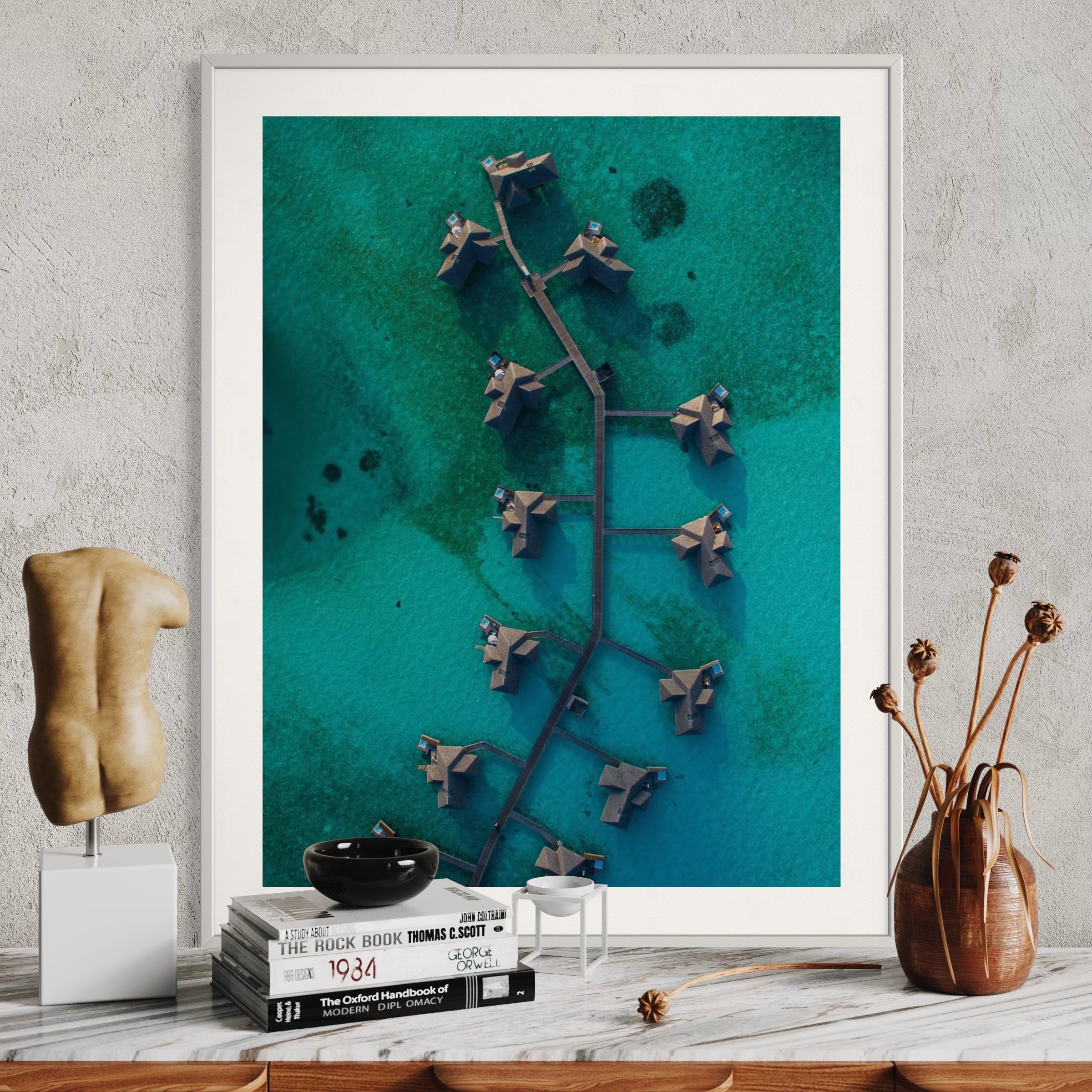 Maldives Beach Huts - Moderno Wall Art Wall Art