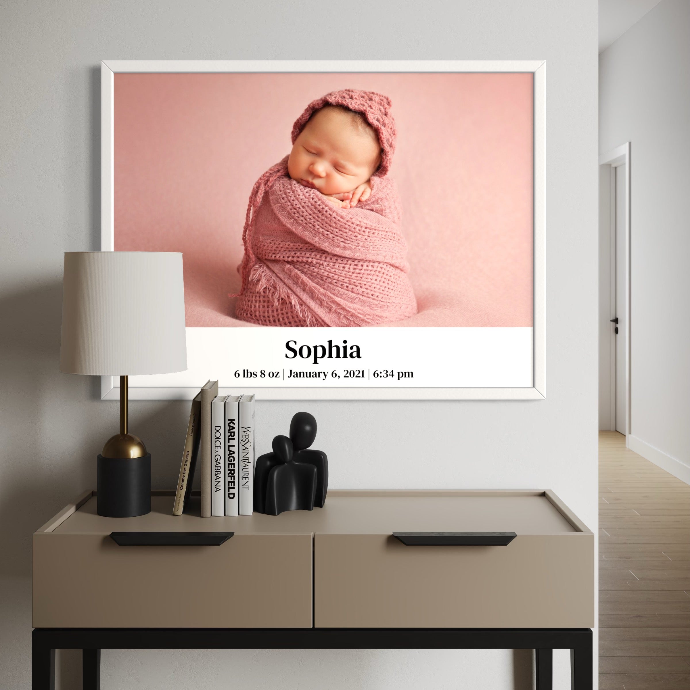 Personalized Newborn Wall Art | Custom Text & Photo with Live Preview - Moderno Wall Art Wall Art