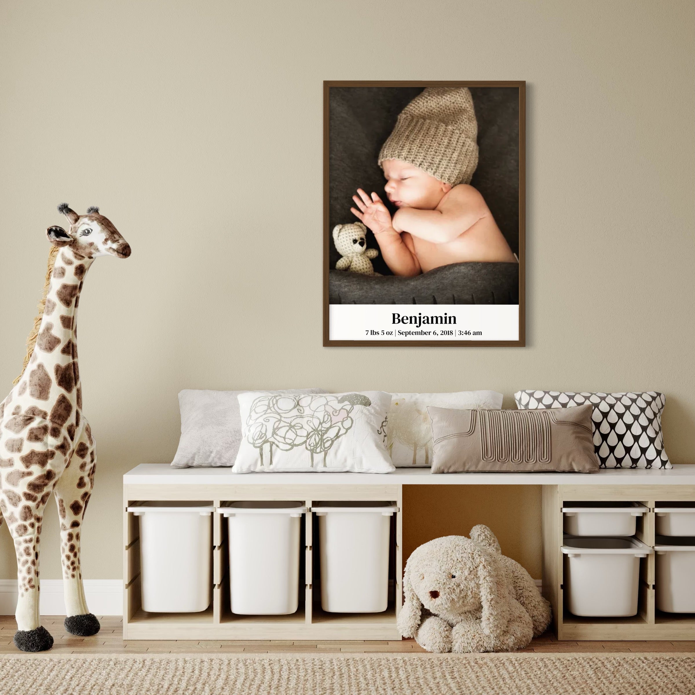 Personalized Newborn Wall Art | Custom Text & Photo with Live Preview - Moderno Wall Art Wall Art