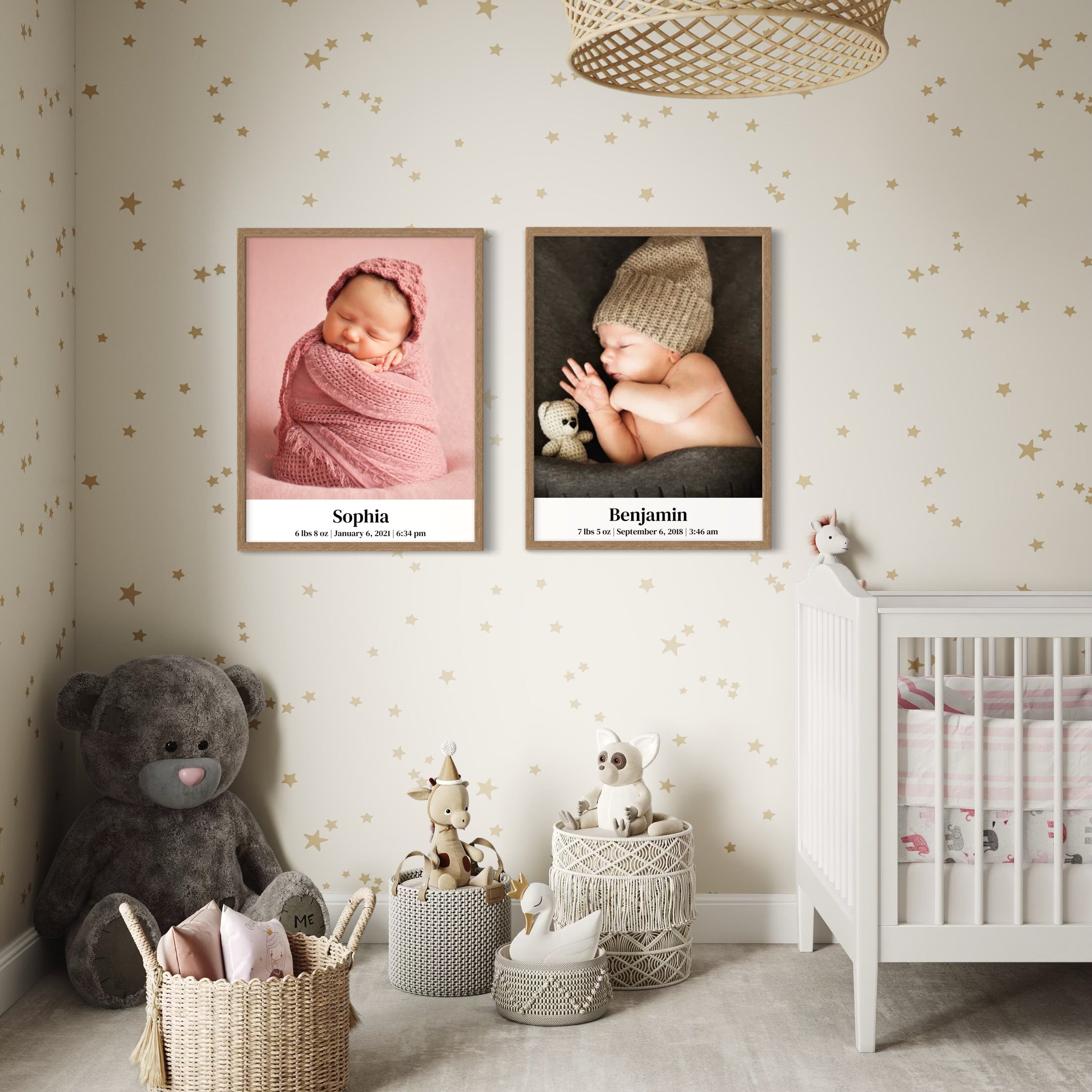 Personalized Newborn Wall Art | Custom Text & Photo with Live Preview - Moderno Wall Art Wall Art