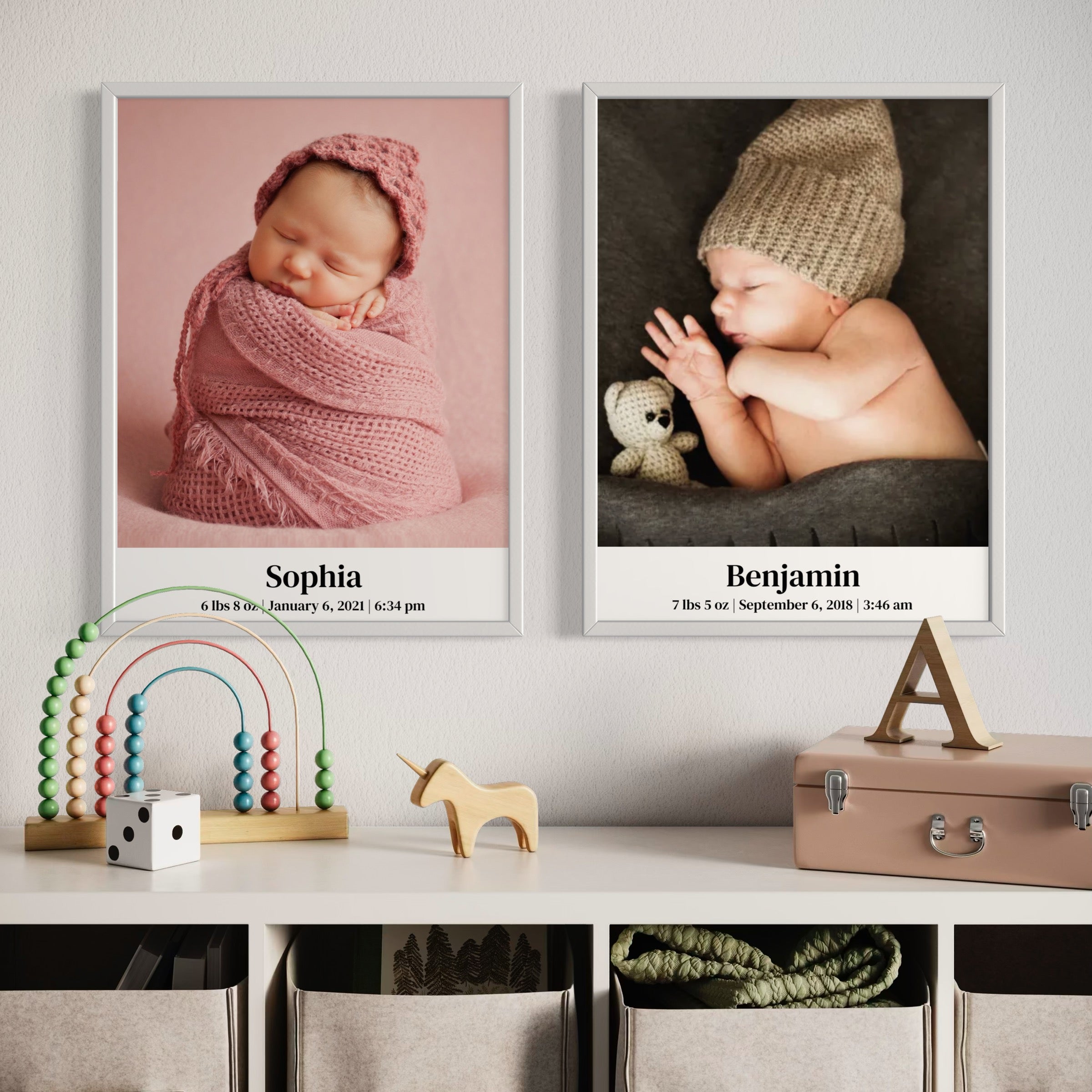 Personalized Newborn Wall Art | Custom Text & Photo with Live Preview - Moderno Wall Art Wall Art
