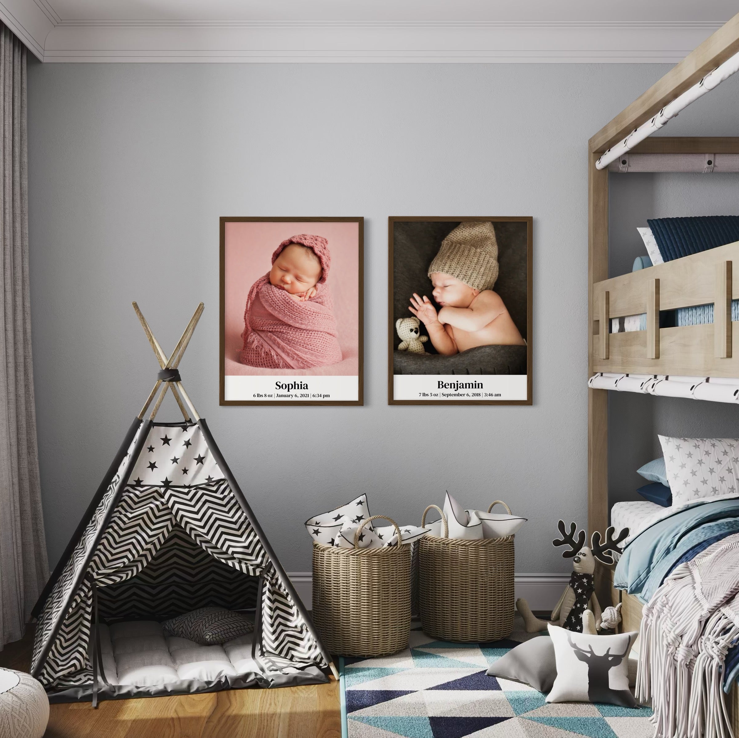 Personalized Newborn Wall Art | Custom Text & Photo with Live Preview - Moderno Wall Art Wall Art