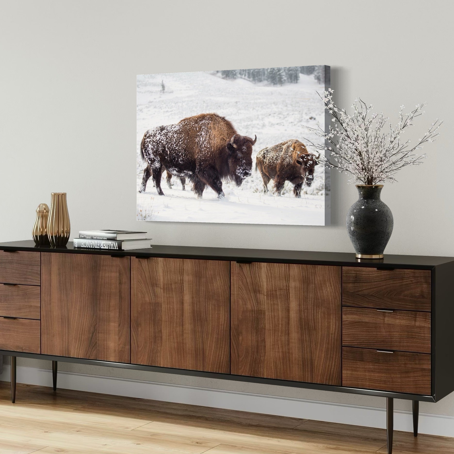 Winter Path of the Bison - Moderno Wall Art