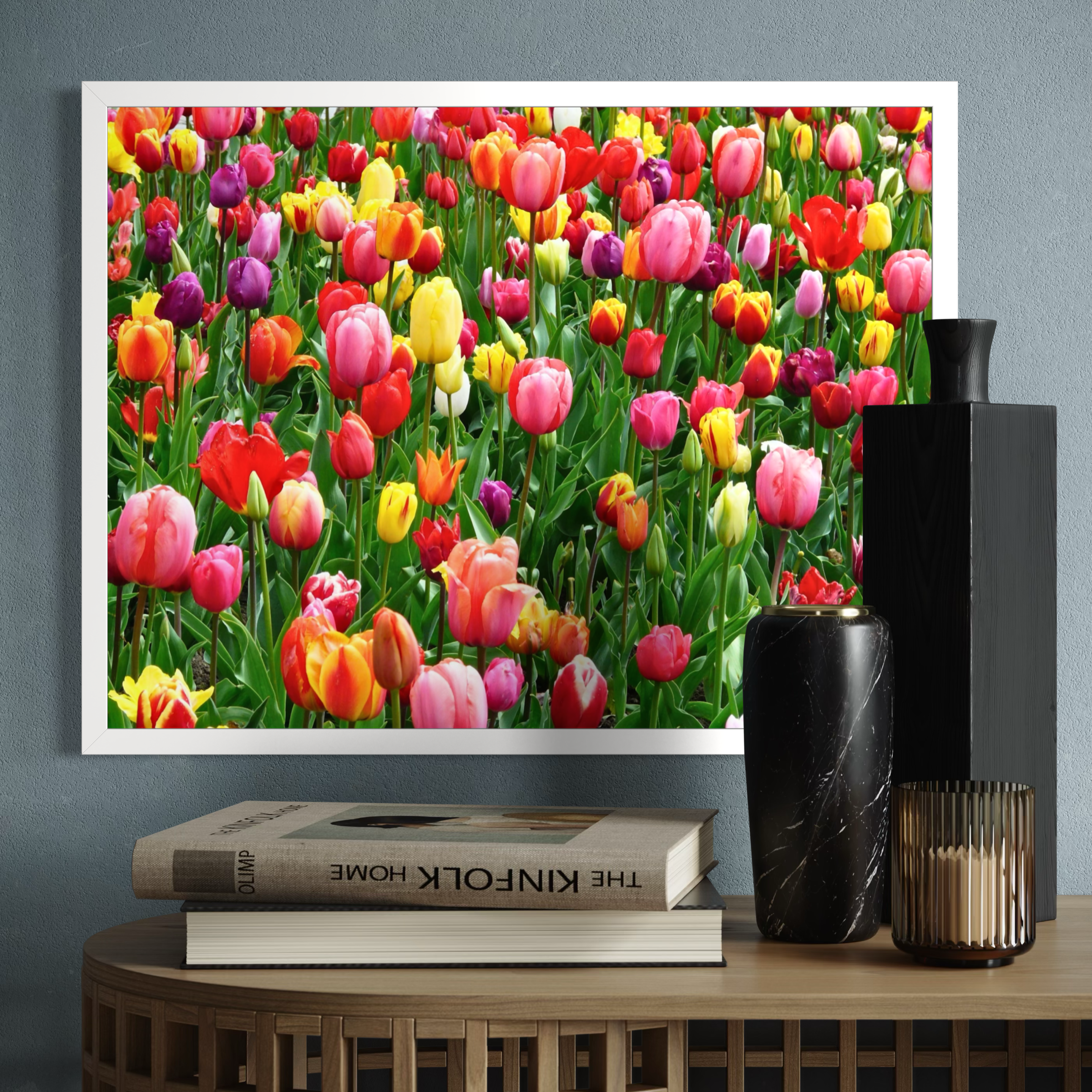 Resplandor del campo de tulipanes