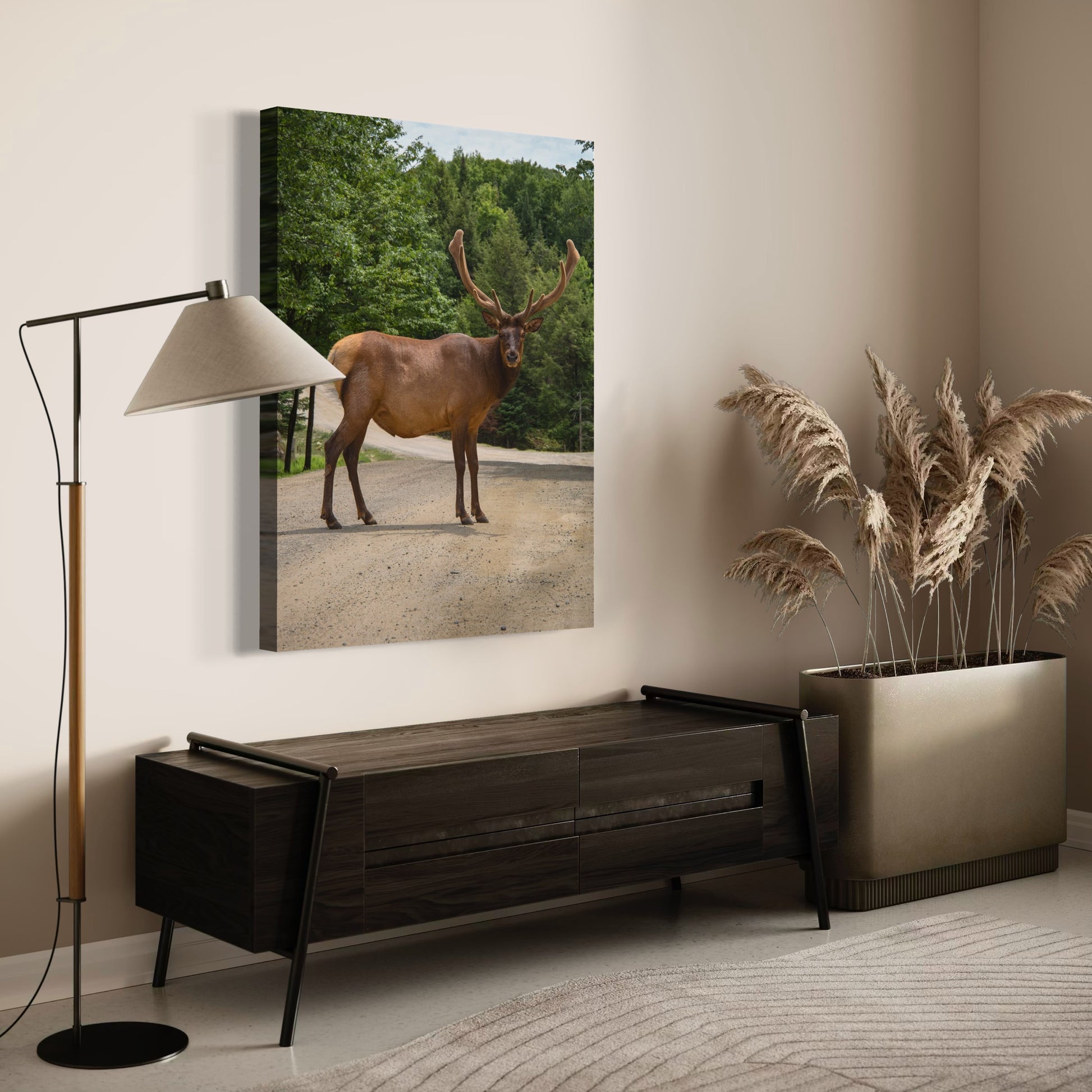 Elk On The Path - Moderno Wall Art