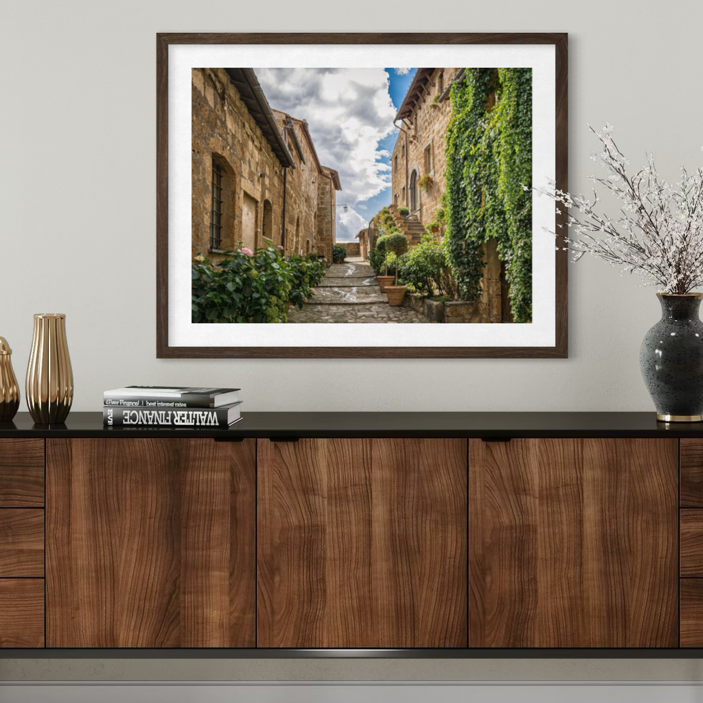 Village Path with Potted Plants