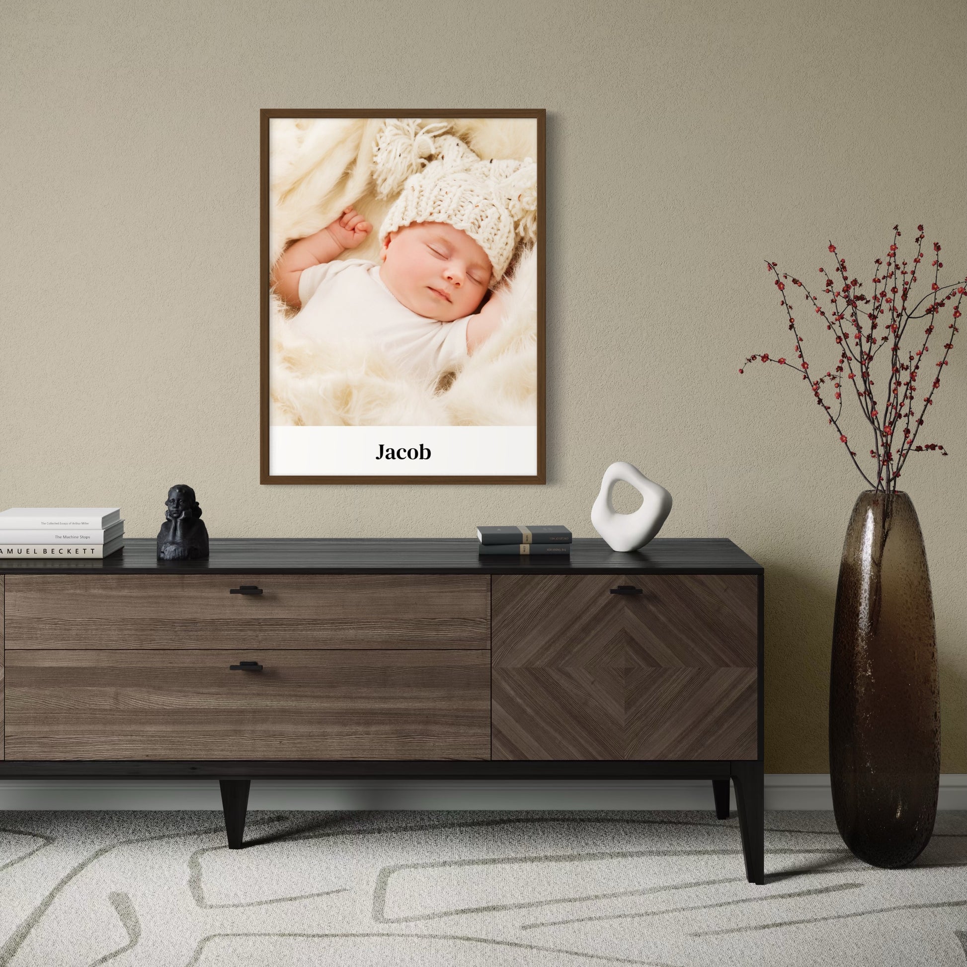 Décoration murale personnalisée pour nouveau-né | Texte et photo personnalisés avec aperçu en direct 