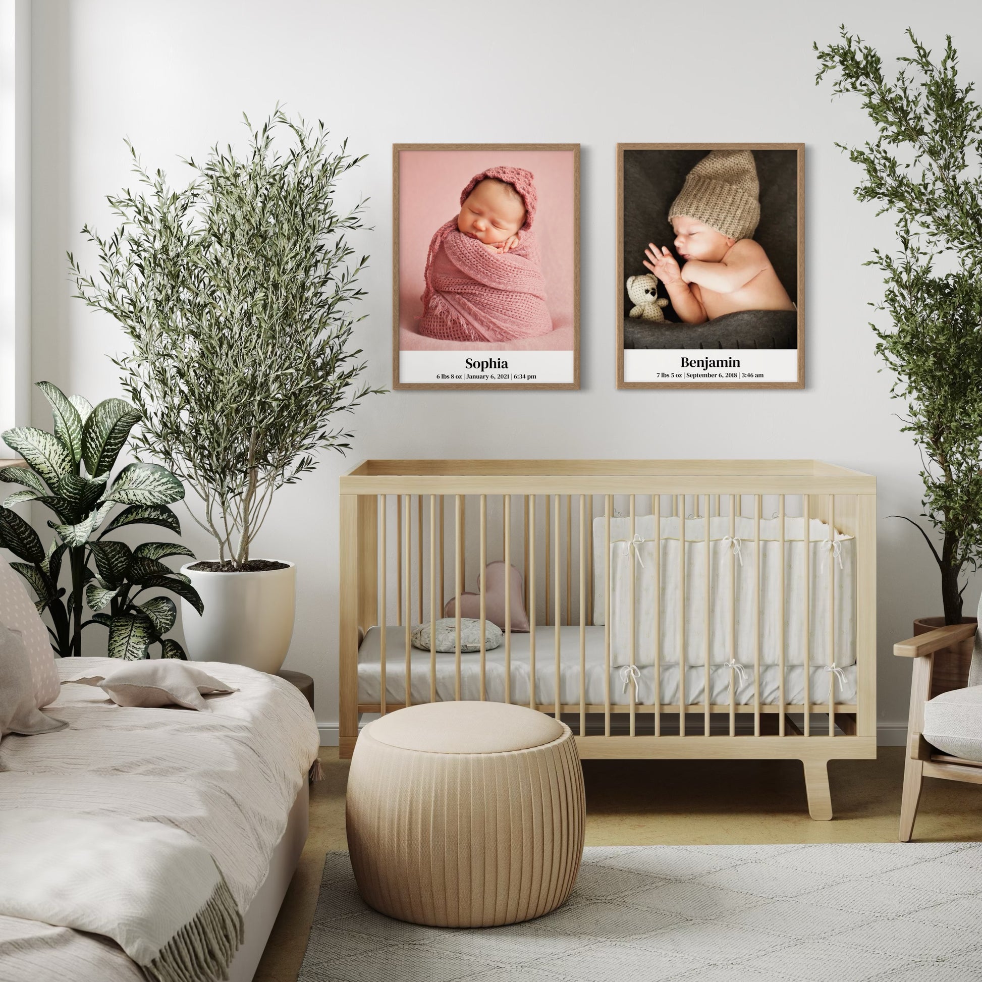 Décoration murale personnalisée pour nouveau-né | Texte et photo personnalisés avec aperçu en direct 