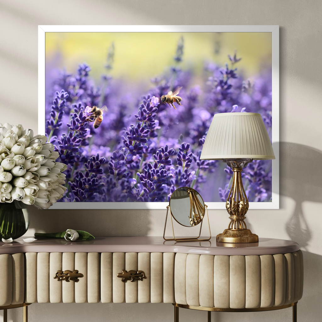 Des abeilles parmi la lavande