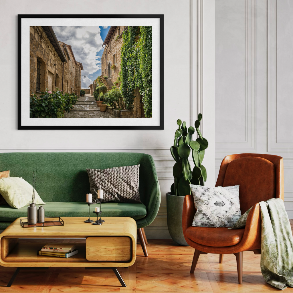 Village Path with Potted Plants