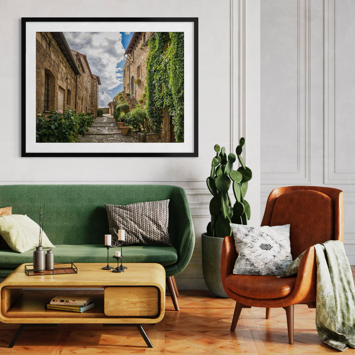 Village Path with Potted Plants